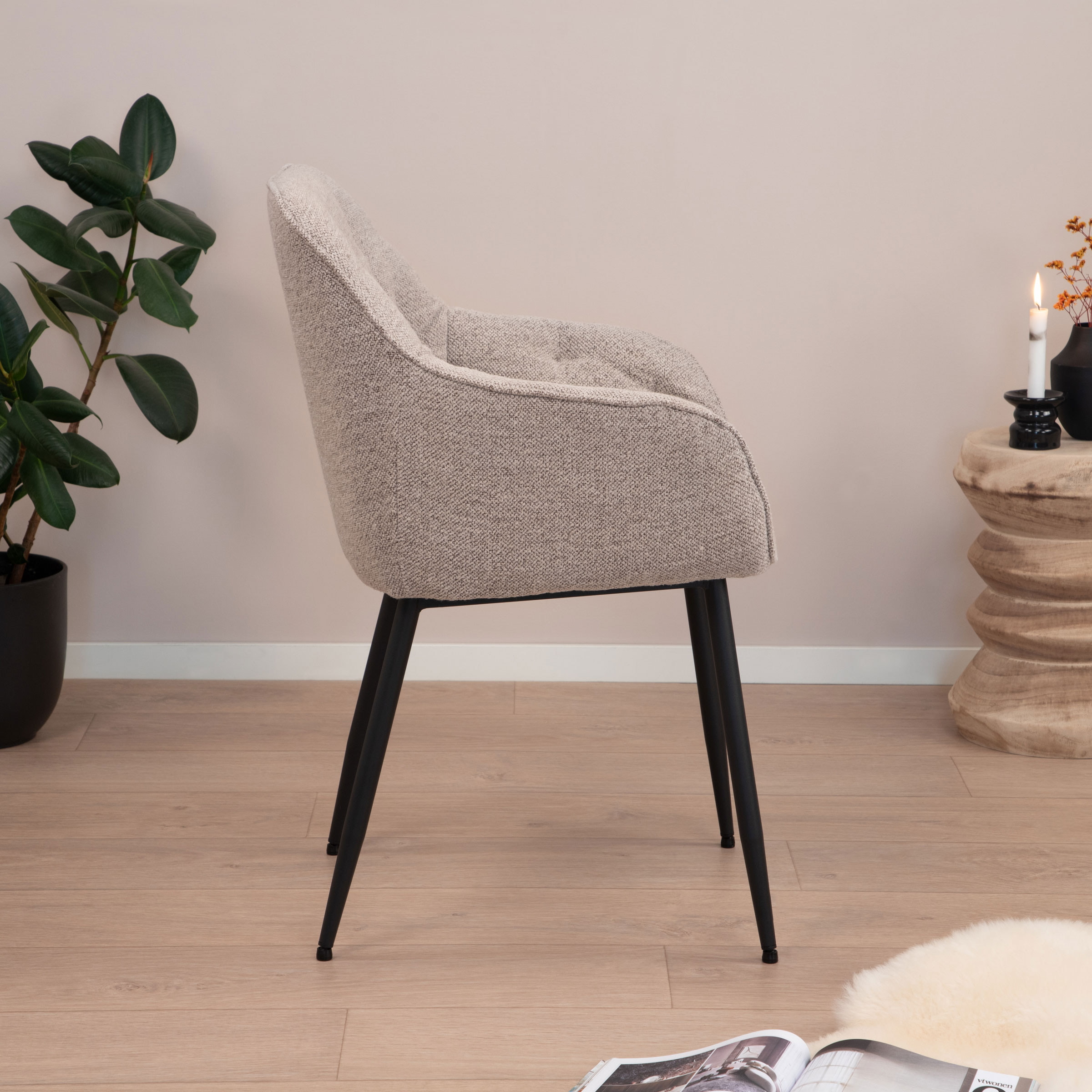 Sohome Eetkamerstoel 'Milly' Bouclé, kleur Beige
