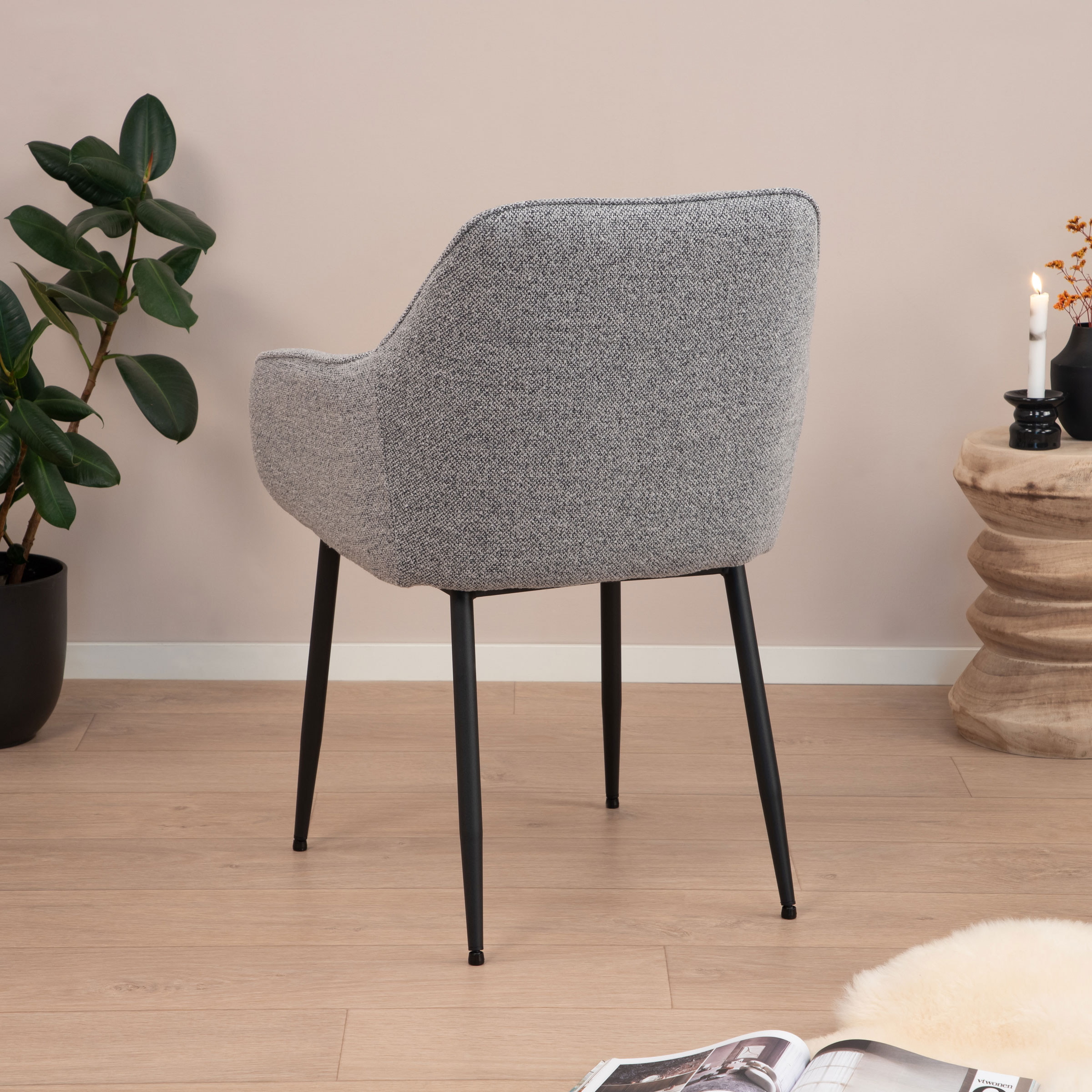 Sohome Eetkamerstoel 'Milly' Bouclé, kleur Grijs