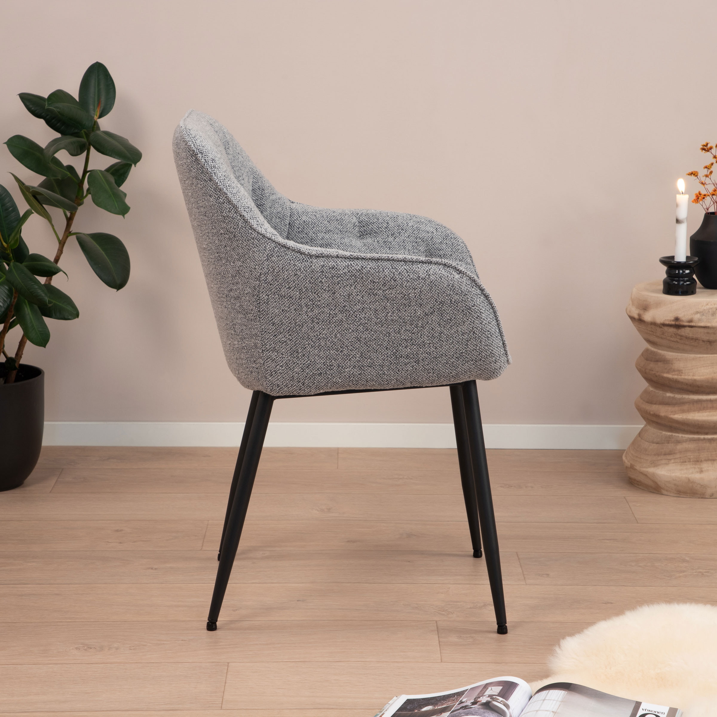 Sohome Eetkamerstoel 'Milly' Bouclé, kleur Grijs