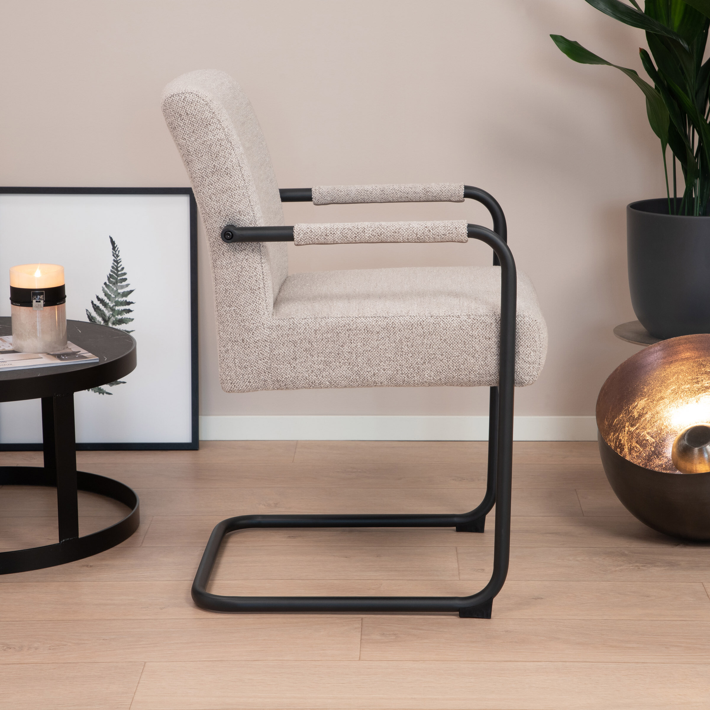 Sohome Eetkamerstoel 'Noud' Bouclé, kleur Beige