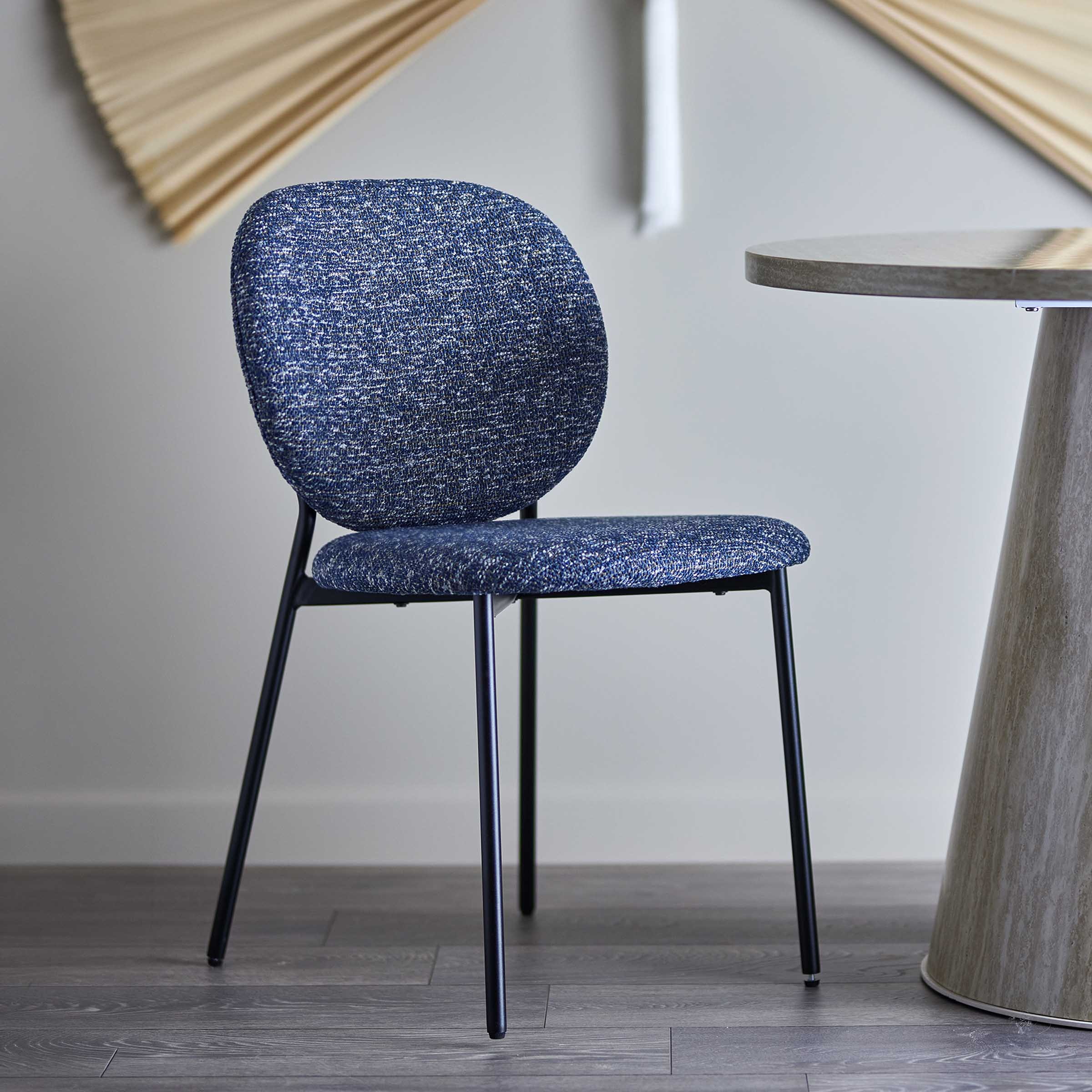 Bloomingville Eetkamerstoel Percey Chenille - Blauw