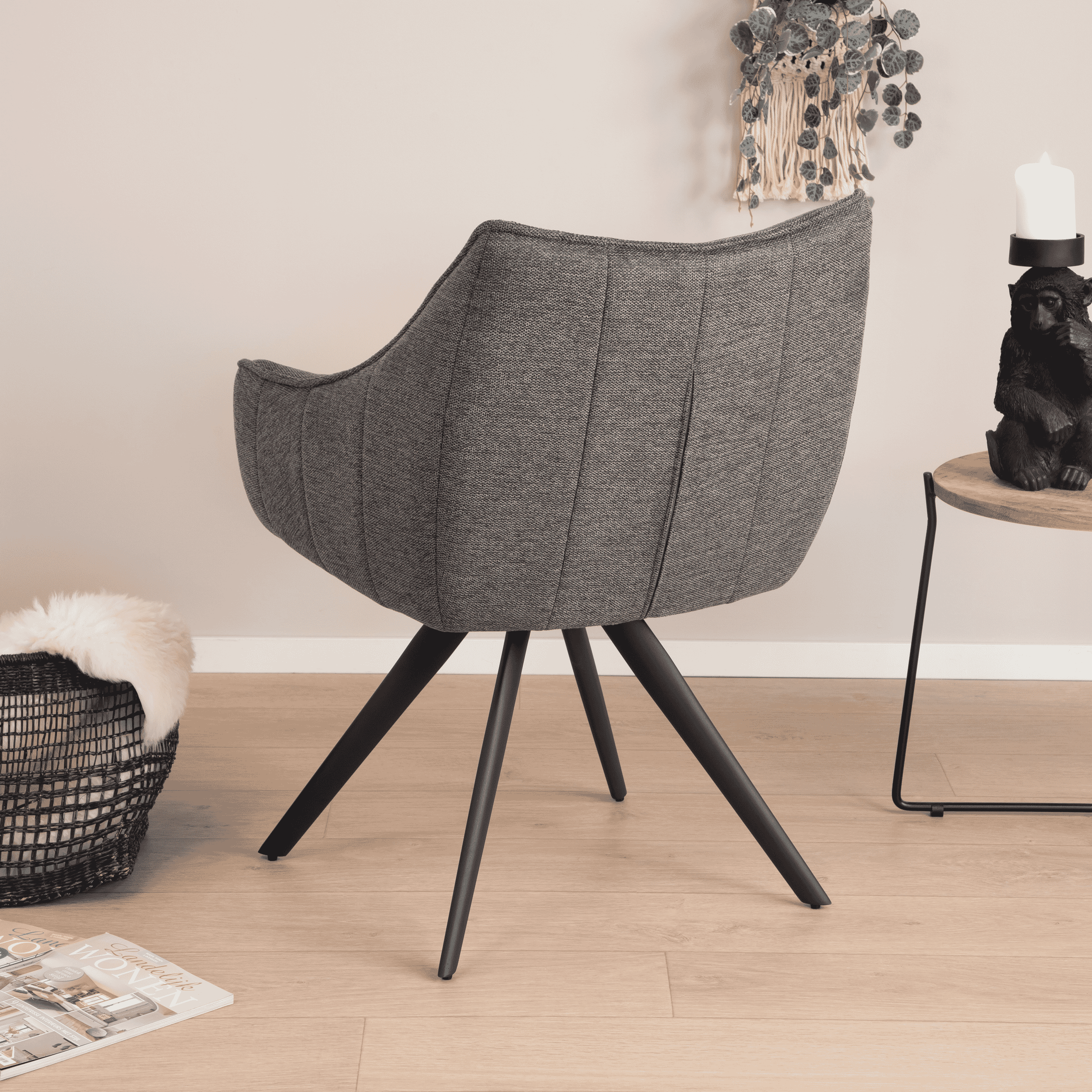 Tower Living Eetkamerstoel 'Riviera' kleur Donkergrijs