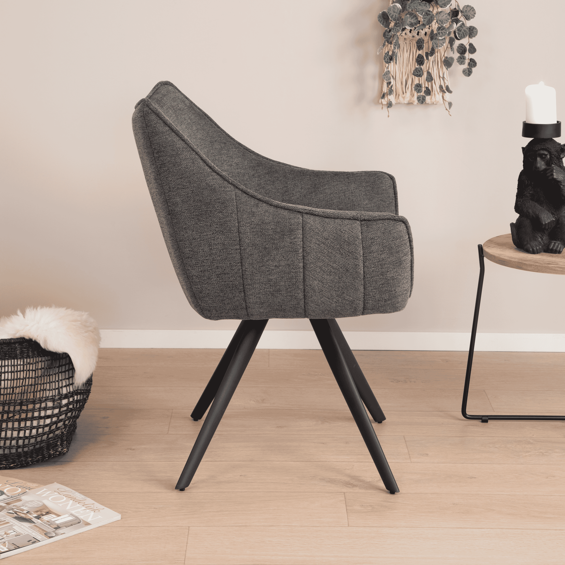 Tower Living Eetkamerstoel 'Riviera' kleur Donkergrijs