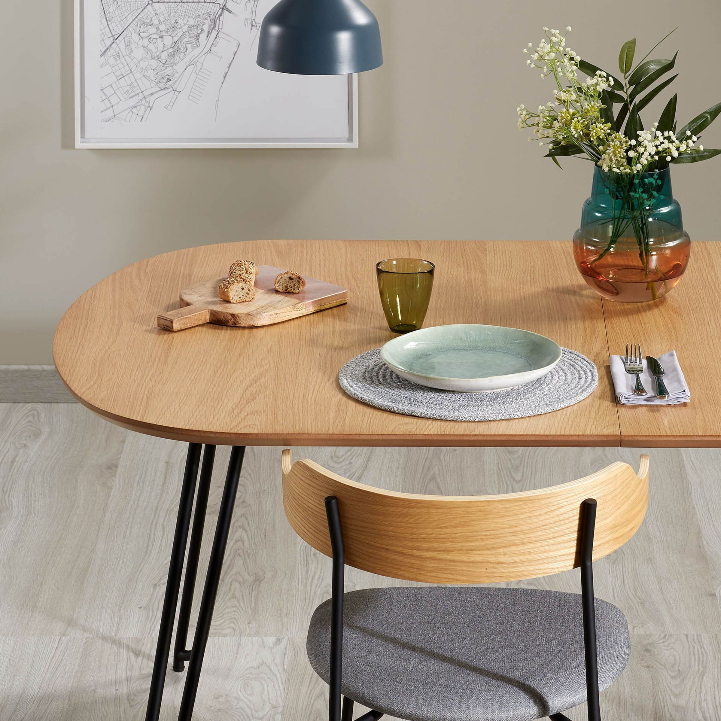 Kave Home Uitschuifbare Ovale Eettafel 'Novac' 140 - 220 x 90cm