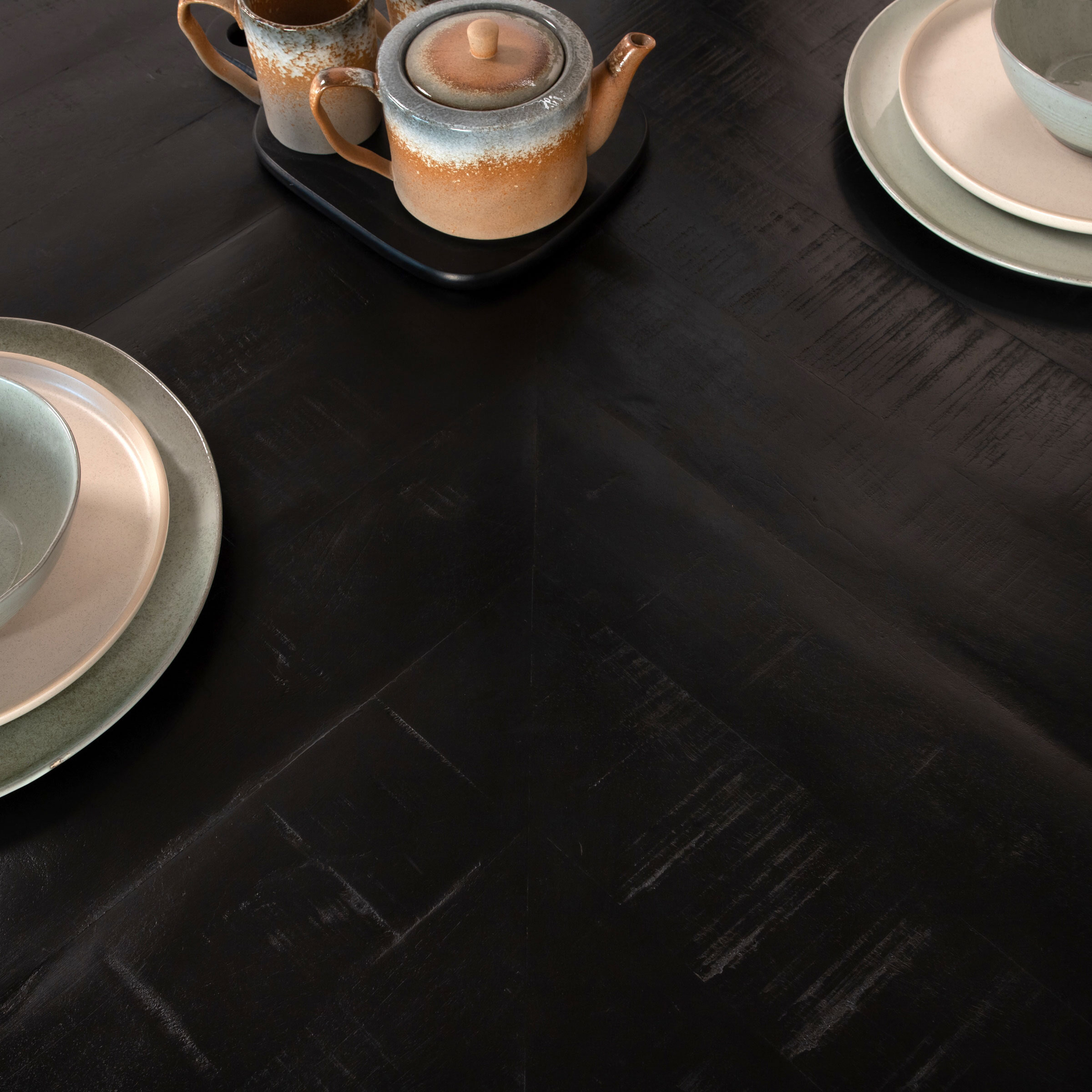 Sohome Eettafel 'Naomi' Deens ovaal, Mangohout, 220 x 110cm, kleur Zwart