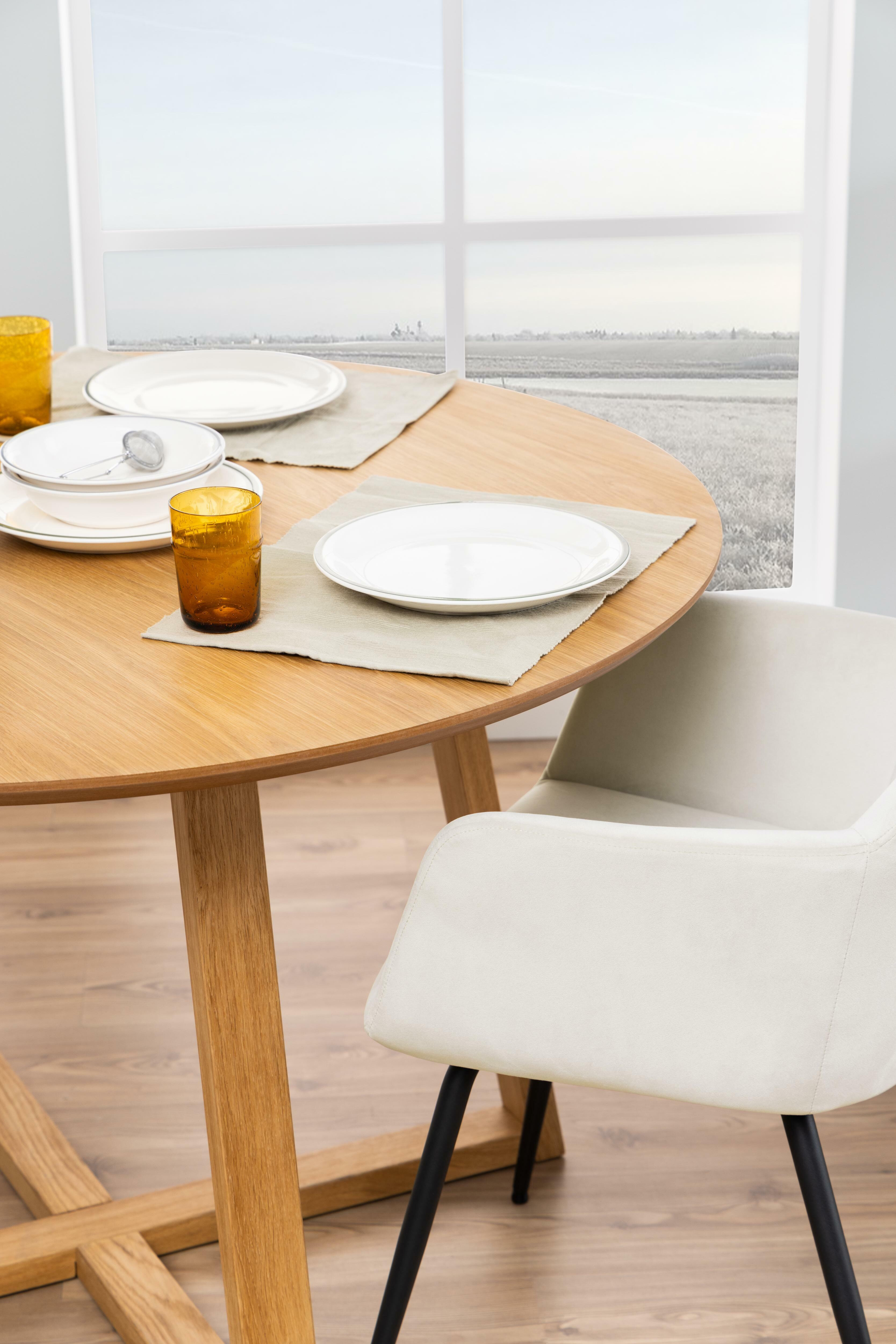 Bendt Ronde Eettafel 'Lila' Eiken, 120cm, kleur Naturel