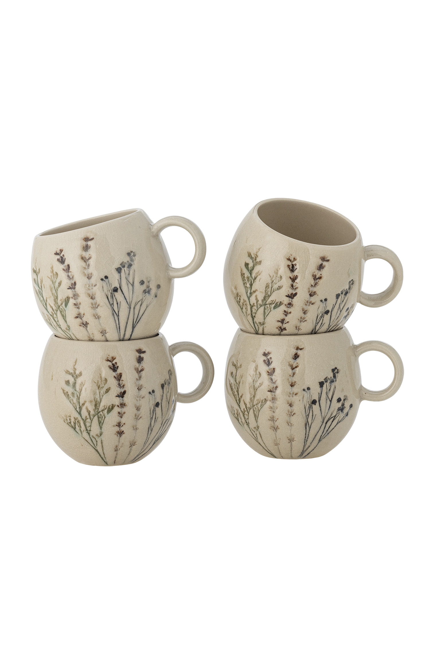 Bloomingville Mok Bea 9cm, Set van 4 stuks - Naturel