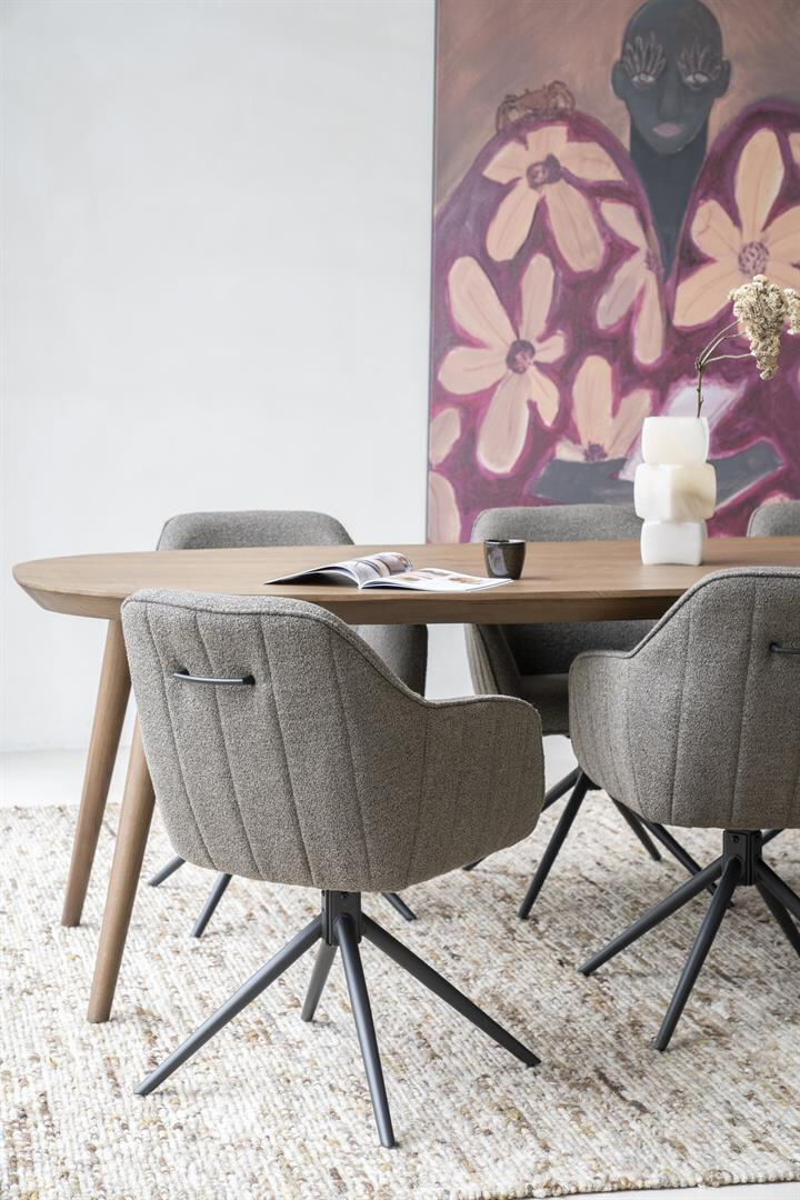 Eleonora Deens Ovale Eettafel 'Elijah' Eiken, 220 x 100cm, kleur Bruin