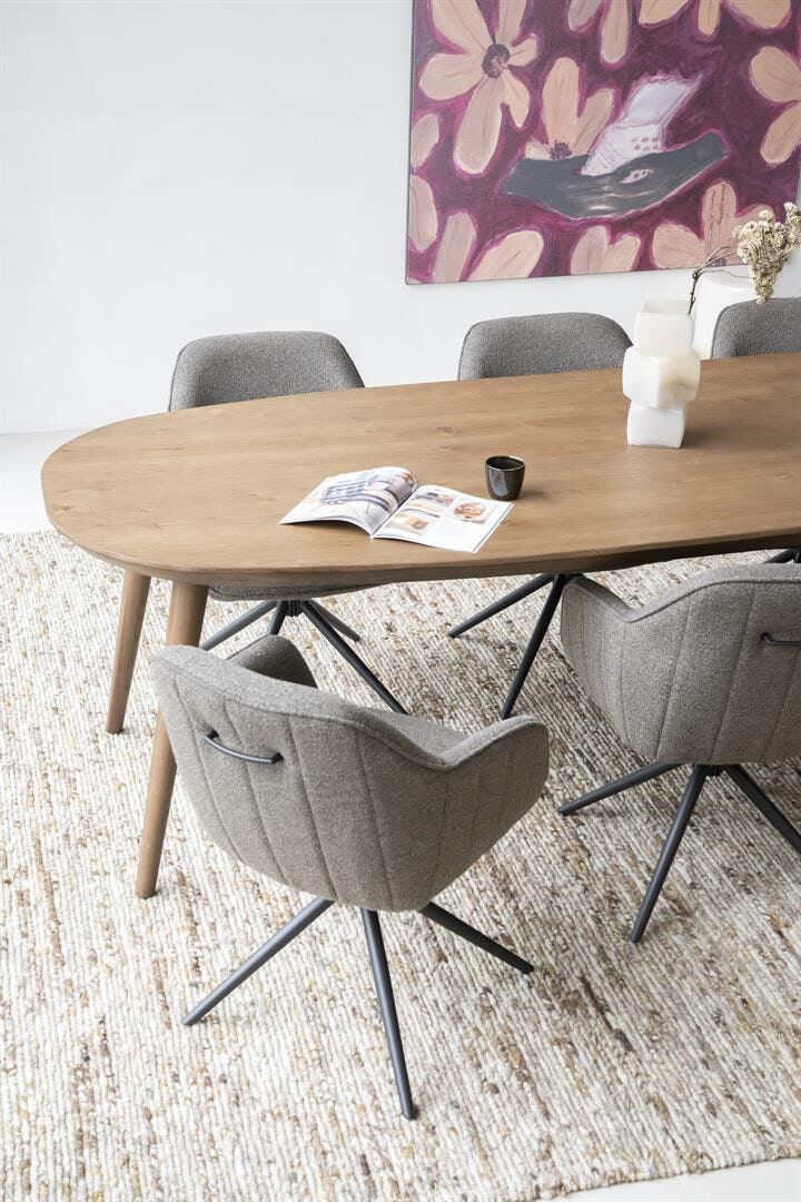Eleonora Deens Ovale Eettafel 'Elijah' Eiken, 220 x 100cm, kleur Bruin