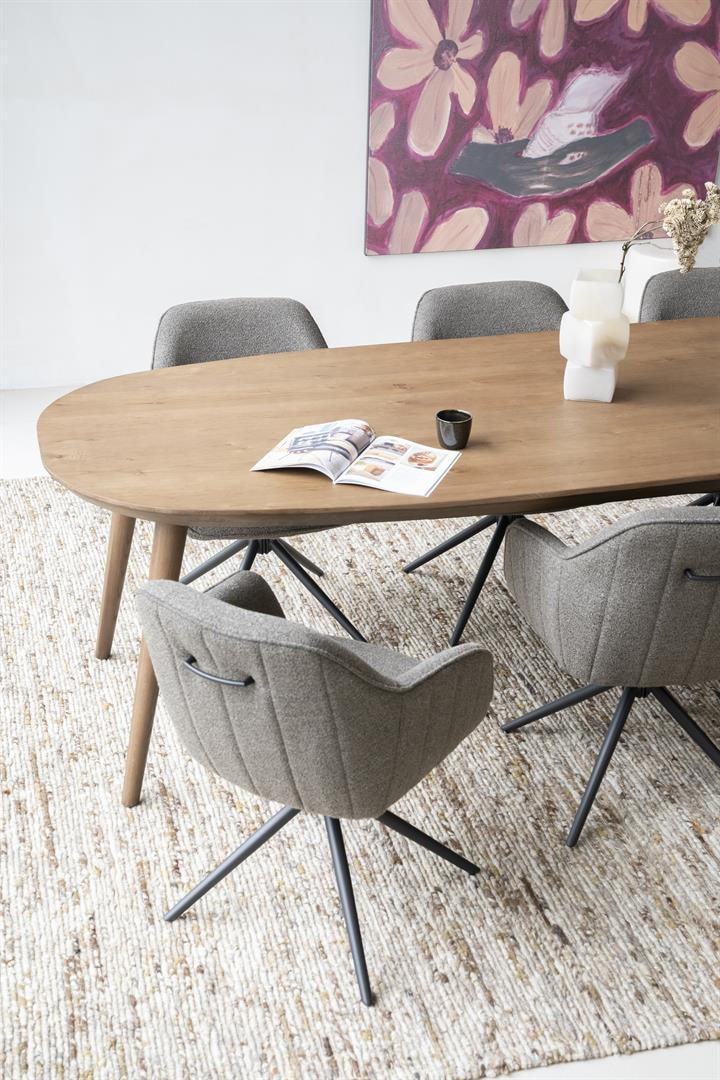 Eleonora Deens Ovale Eettafel 'Elijah' Eiken, 300 x 100cm, kleur Bruin