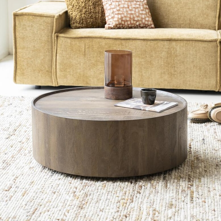 Eleonora Salontafel Zayn Mangohout, 80cm - Bruin - Rond