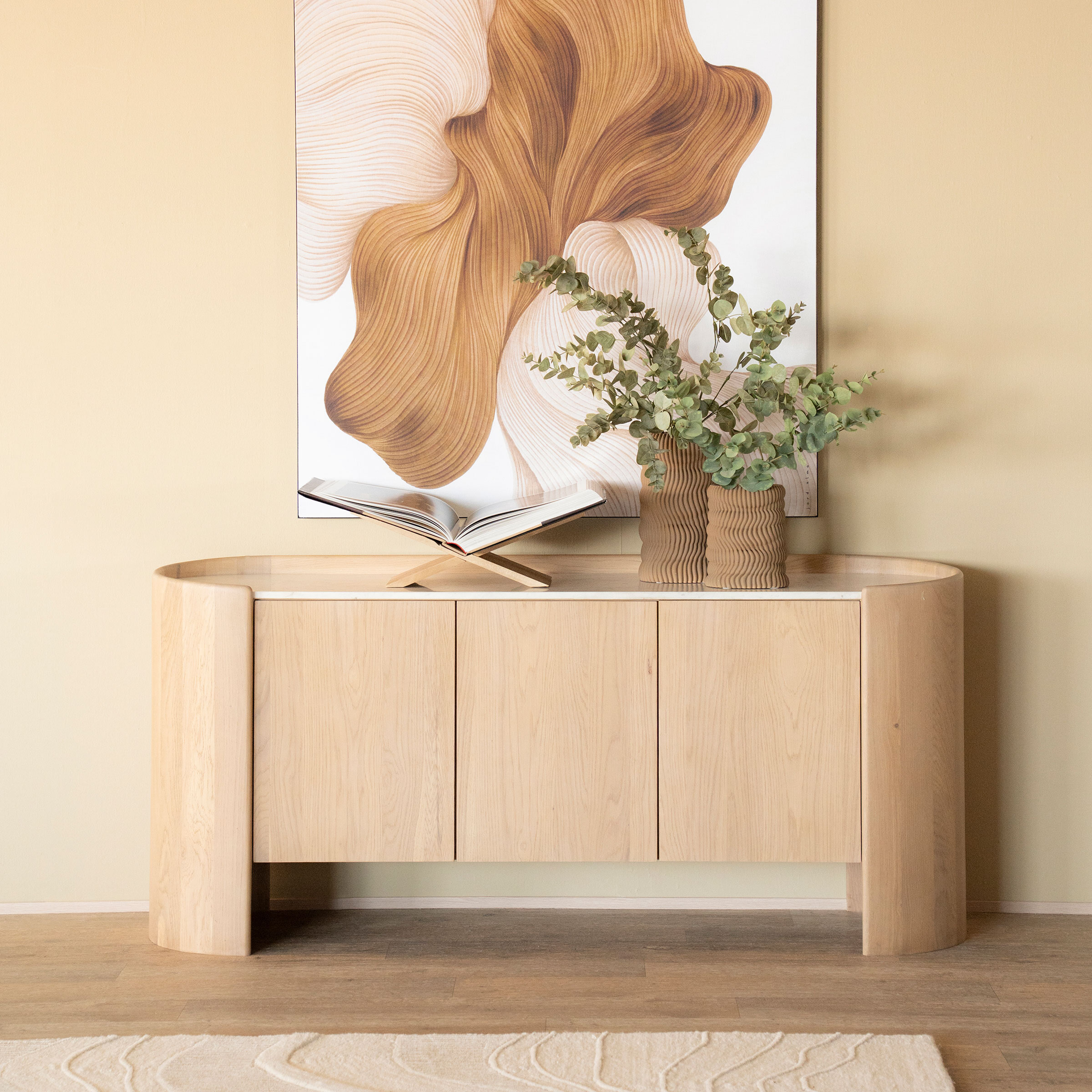 Eleonora Dressoir Don Marmer en eikenhout, 165cm - Bruin