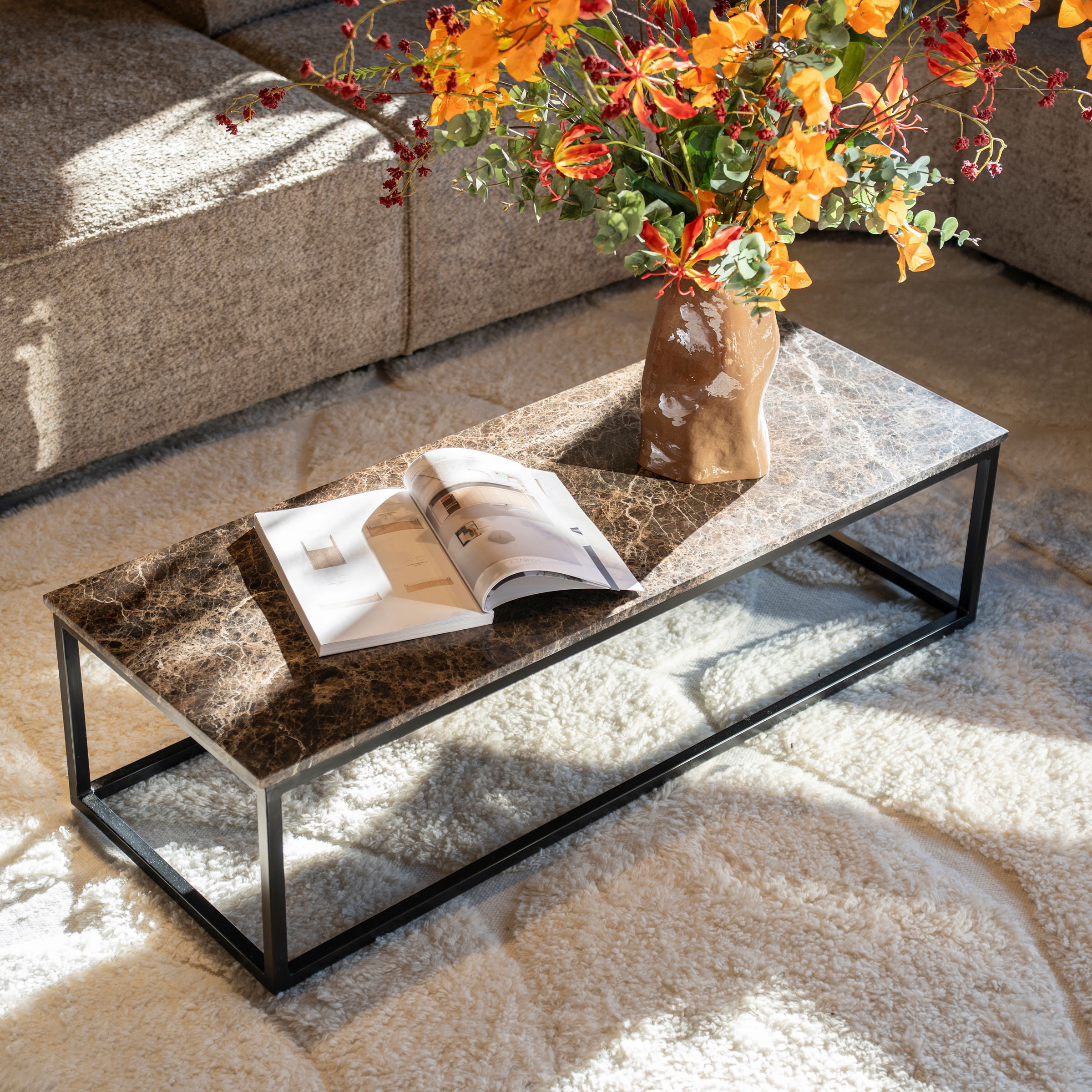 Eleonora Salontafel Rico Marmer, 120 x 45cm - Zwart
