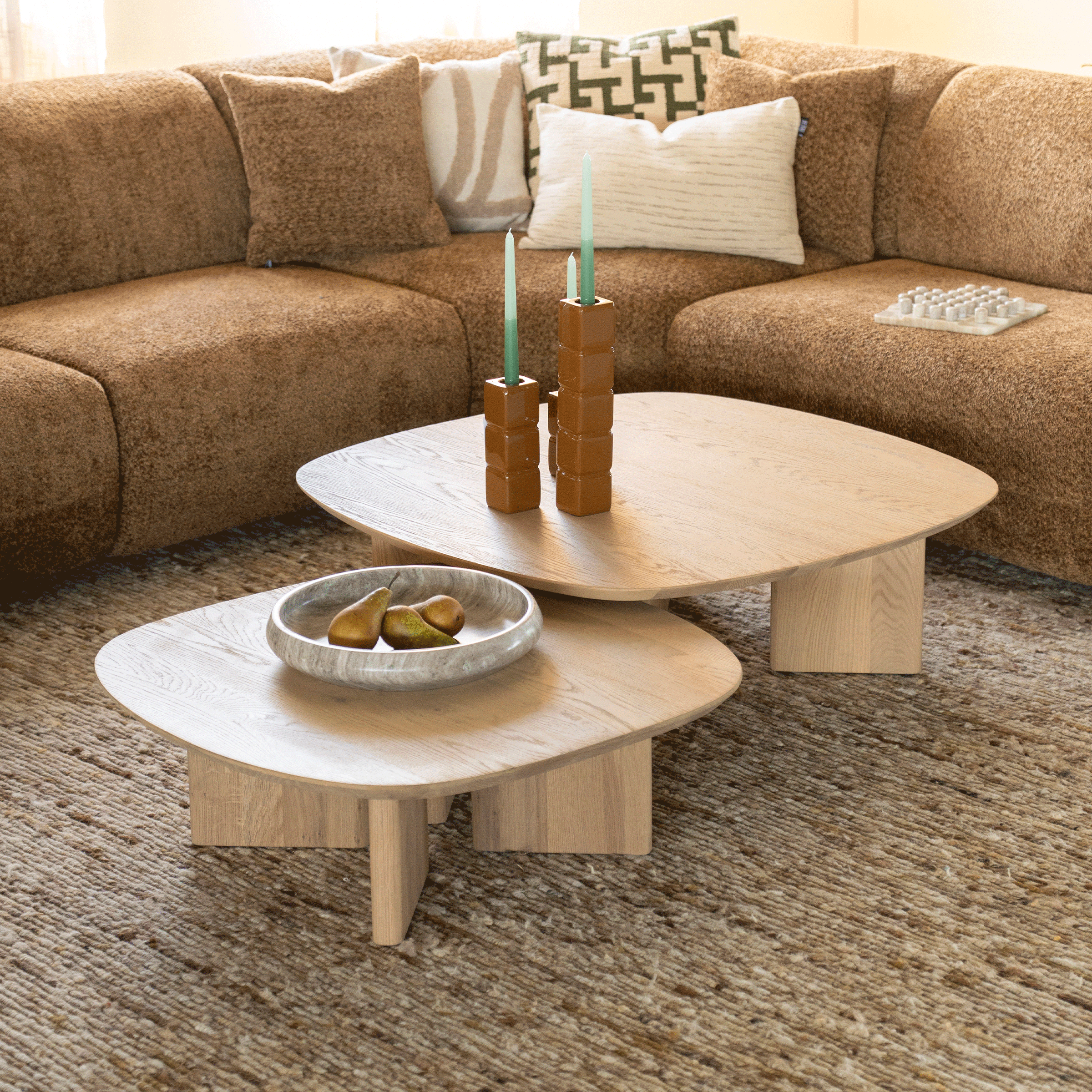 Eleonora Salontafel Stef Eiken - Naturel, Set van 2 stuks