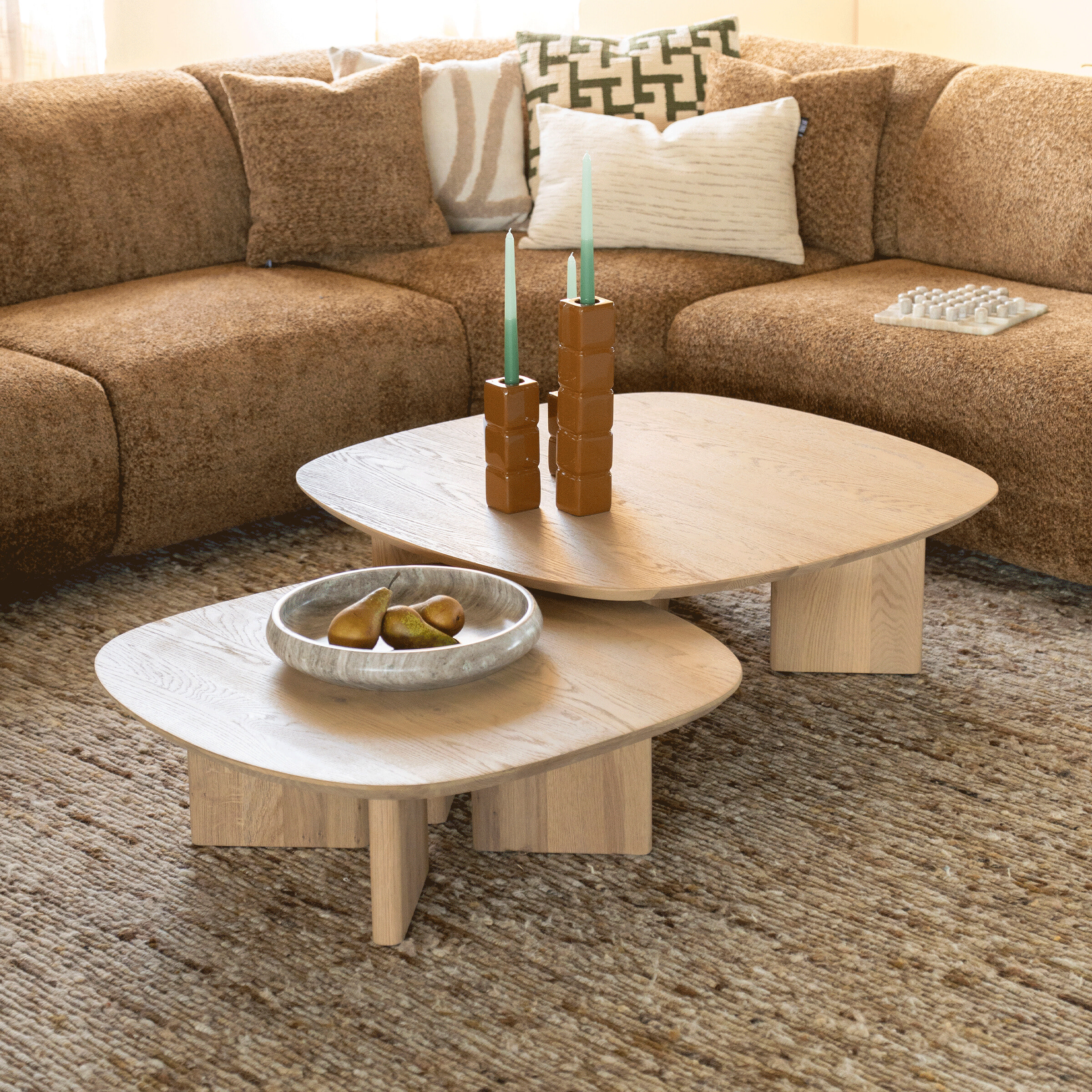 Eleonora Salontafel Stef Eiken - Naturel, Set van 2 stuks