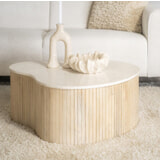 Eleonora Organische Salontafel 'Kira' Mangohout en marmer, 83 x 72cm