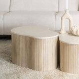 Eleonora Organische Salontafel 'Kira' Mangohout en marmer, 70 x 47cm