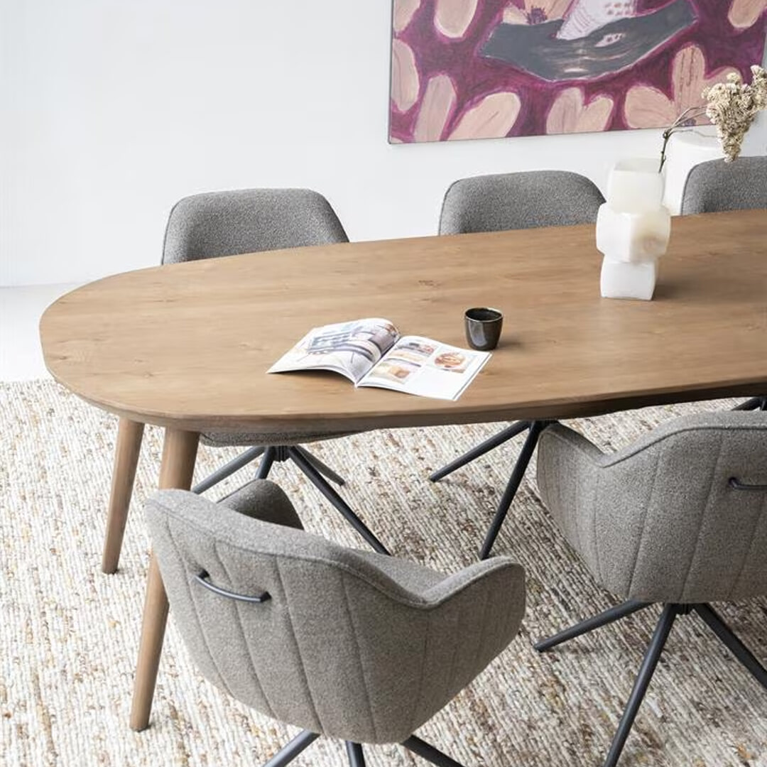 Eleonora Deens Ovale Eettafel Elijah Eiken, 220 x 100cm - Bruin - Ovaal - Japandi