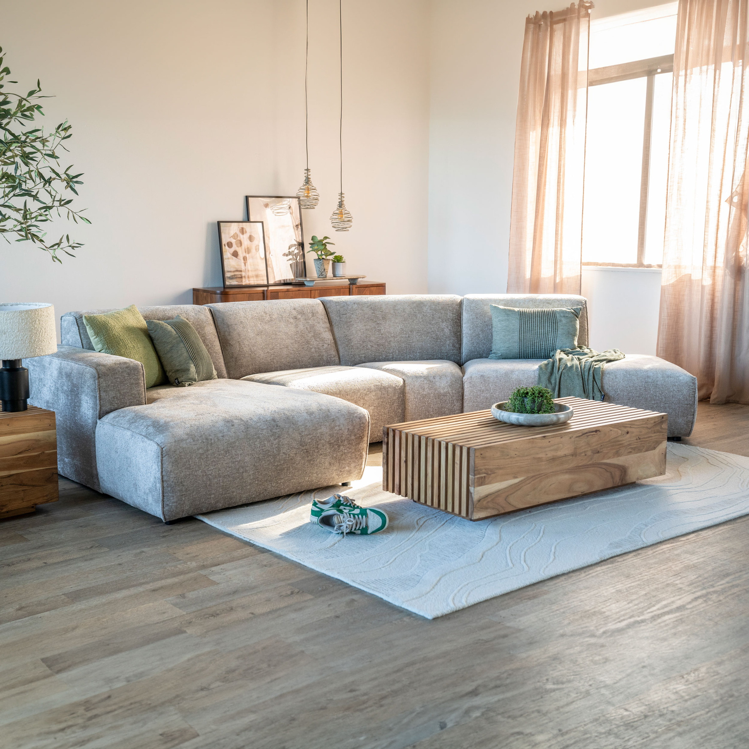 Sevn Loungebank 'Elise' links, kleur beige