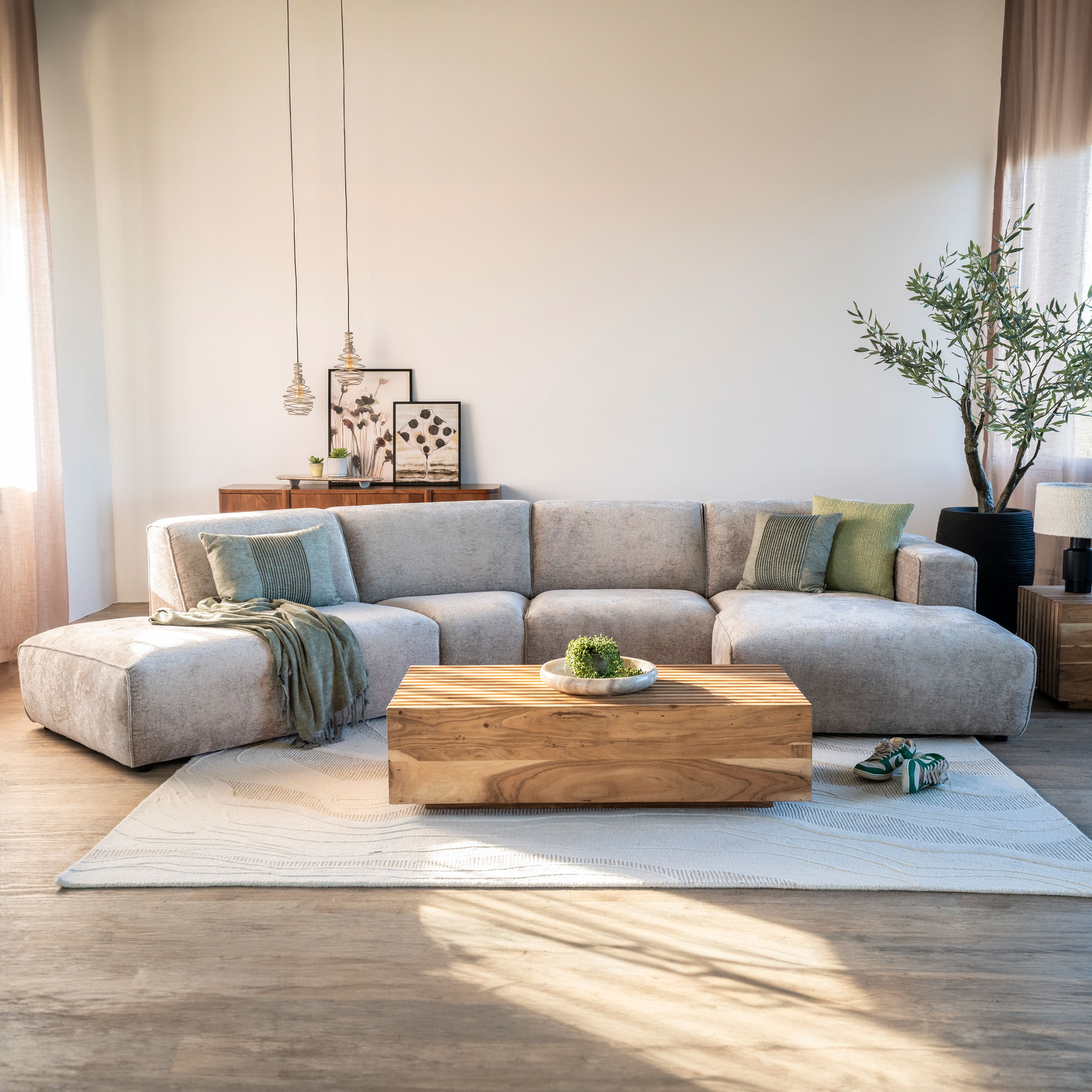 Sevn Loungebank 'Elise' rechts, kleur beige