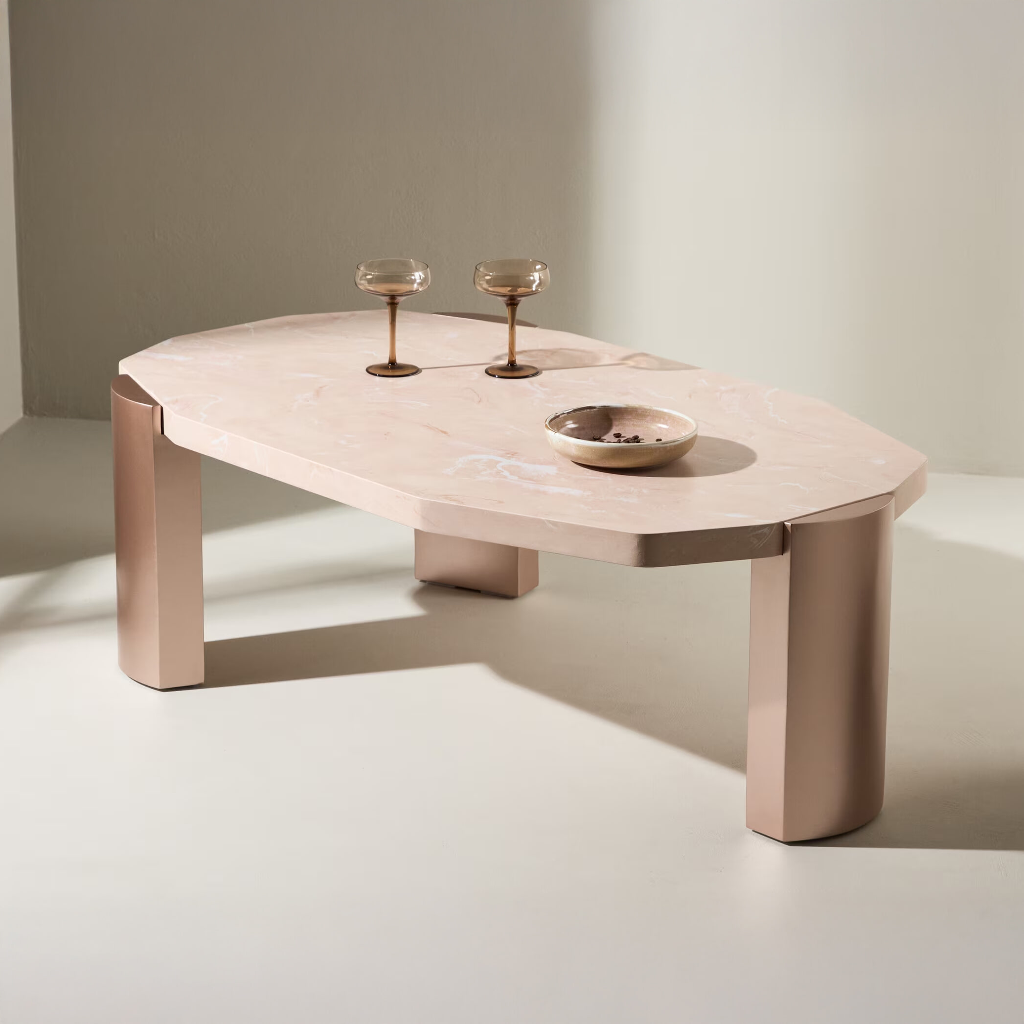Nohr Organische Salontafel Ellen Marmerlook, 125 x 70cm - Roze