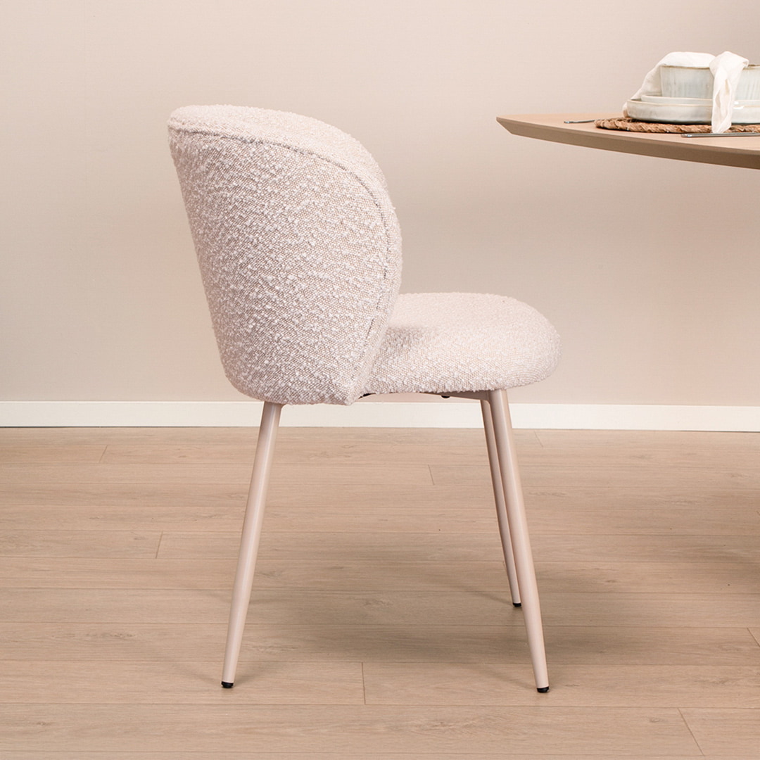 Light & Living Eetkamerstoel 'Elyna' Bouclé, kleur Crème
