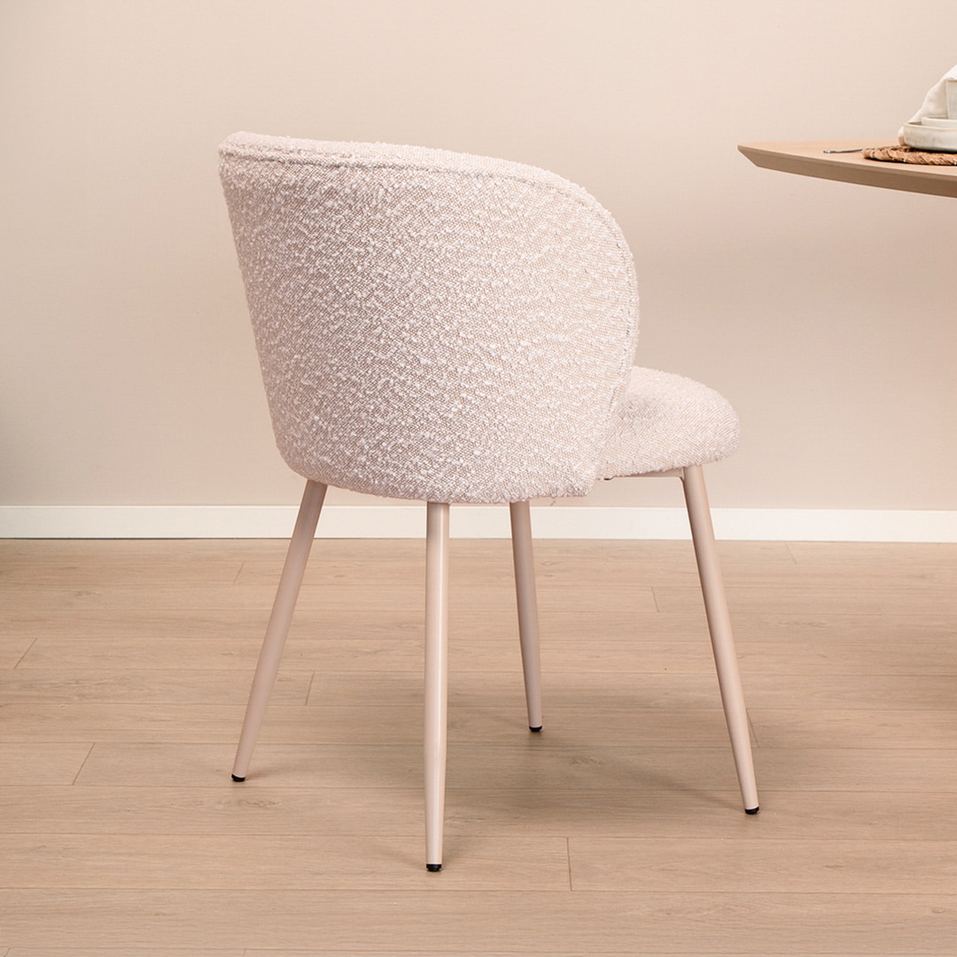 Light & Living Eetkamerstoel 'Elyna' Bouclé, kleur Crème