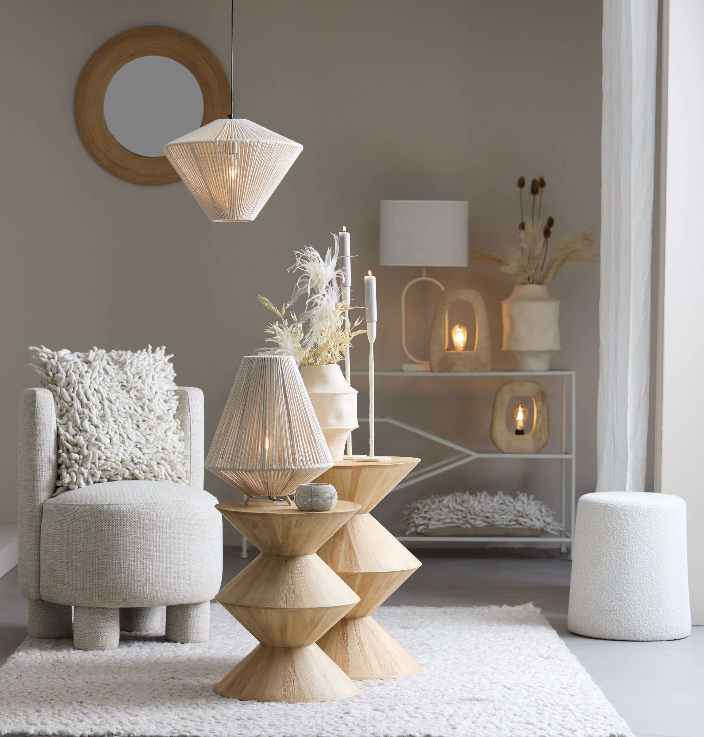 Light & Living Tafellamp 'Felida' 40cm hoog, kleur Crème