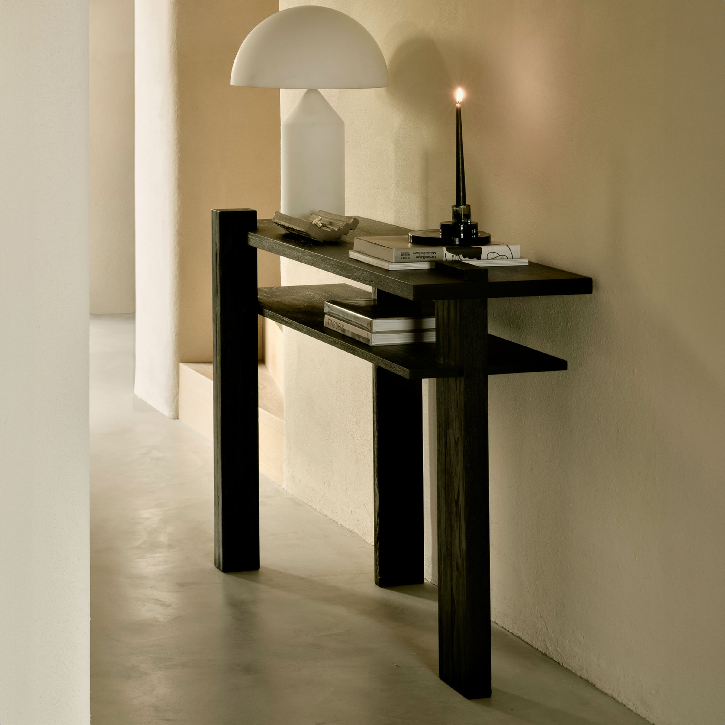 Ethnicraft Sidetable Abstract Gevernist Teakhout, 133cm - Zwart