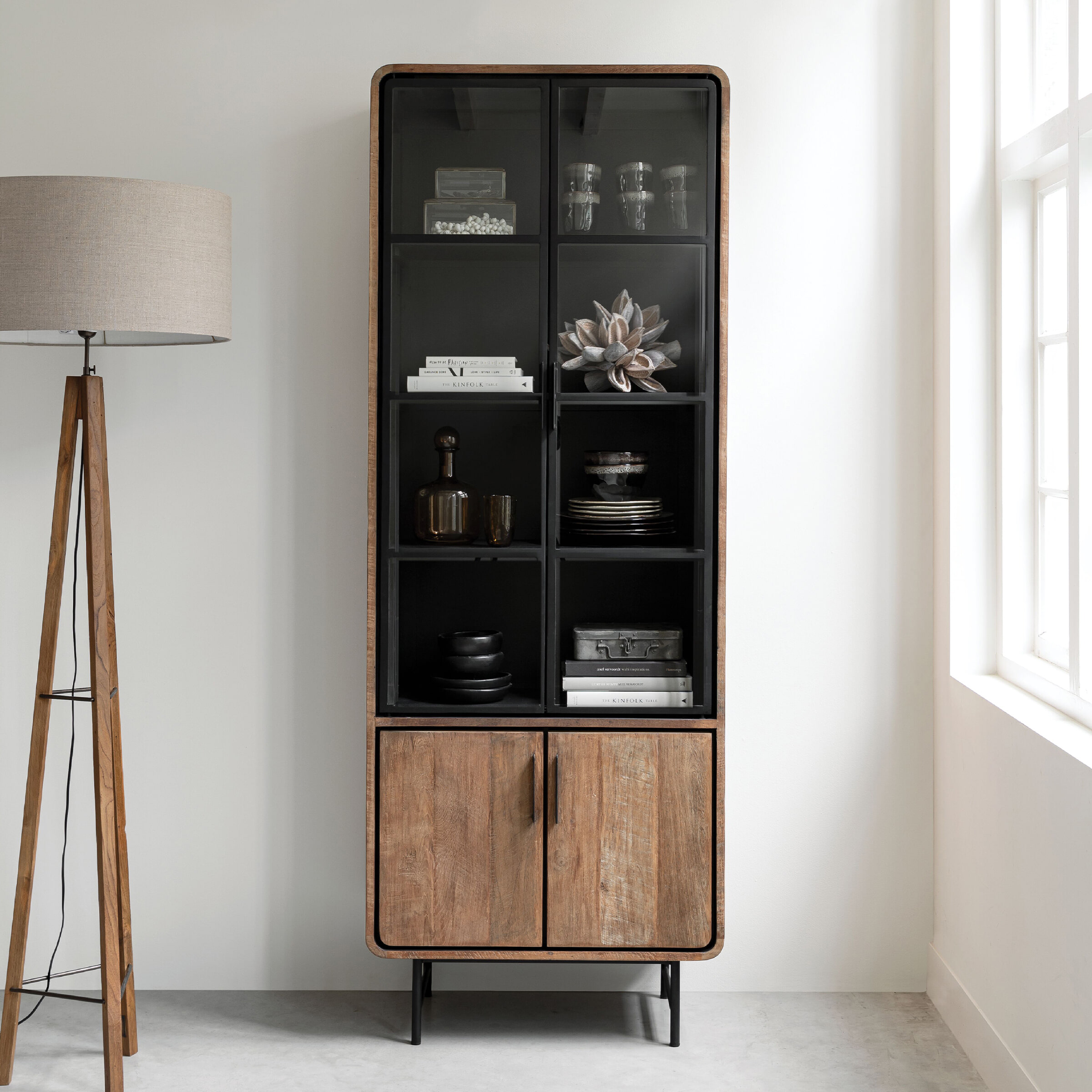 DTP Home Vitrinekast 'Evo' Teakhout, 220 x 80cm