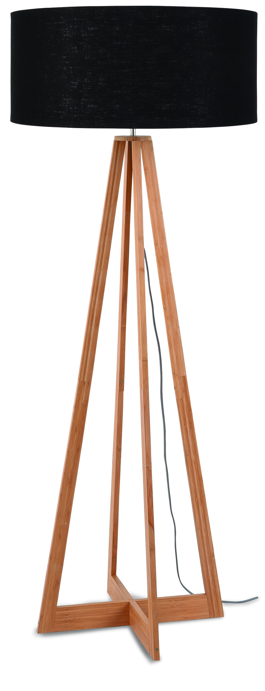 Good&Mojo Vloerlamp 'Everest' Bamboe en Eco linnen, kleur Zwart
