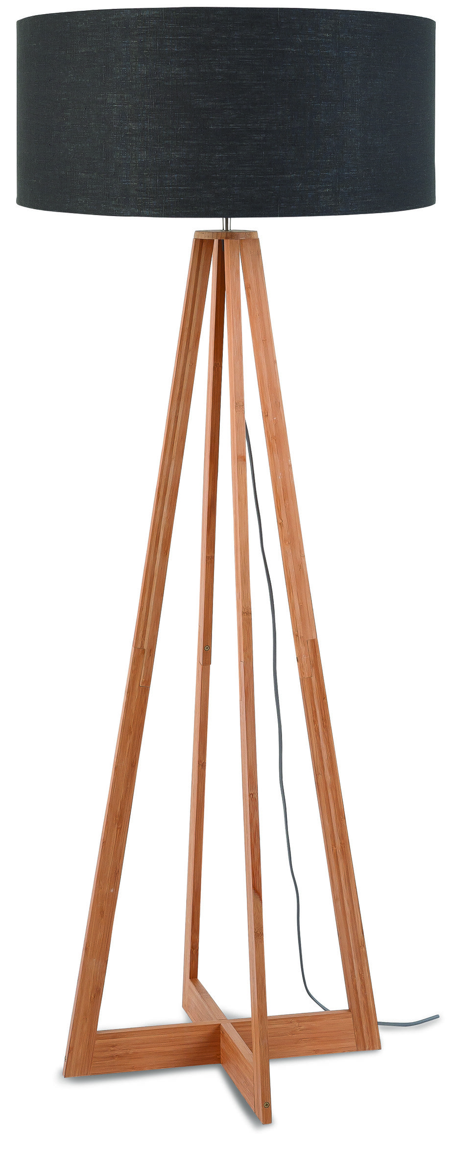 Good&Mojo Vloerlamp 'Everest' Bamboe en Eco linnen, kleur Donkergrijs