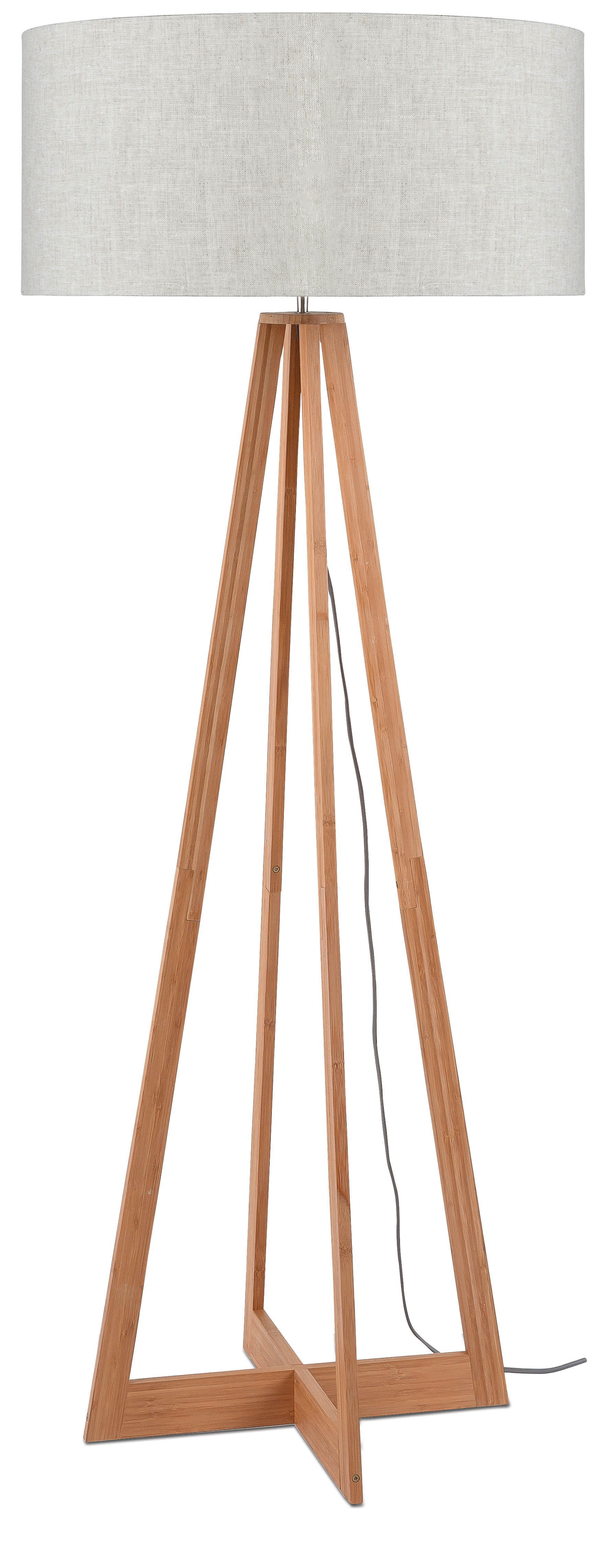 Good&Mojo Vloerlamp 'Everest' Bamboe en Eco linnen, kleur Beige