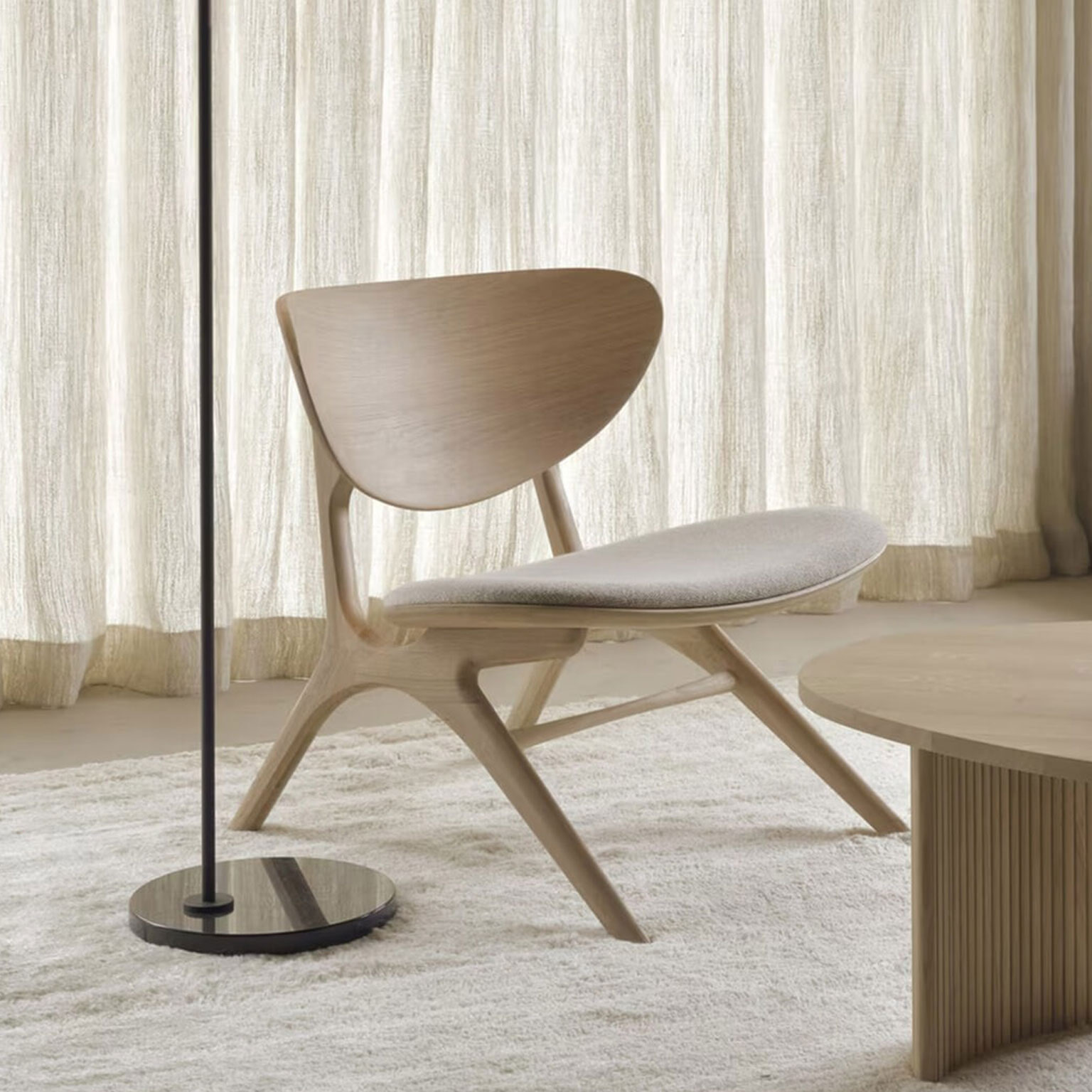 Ethnicraft Fauteuil Eye Gevernist Eikenhout en Stof - Off White