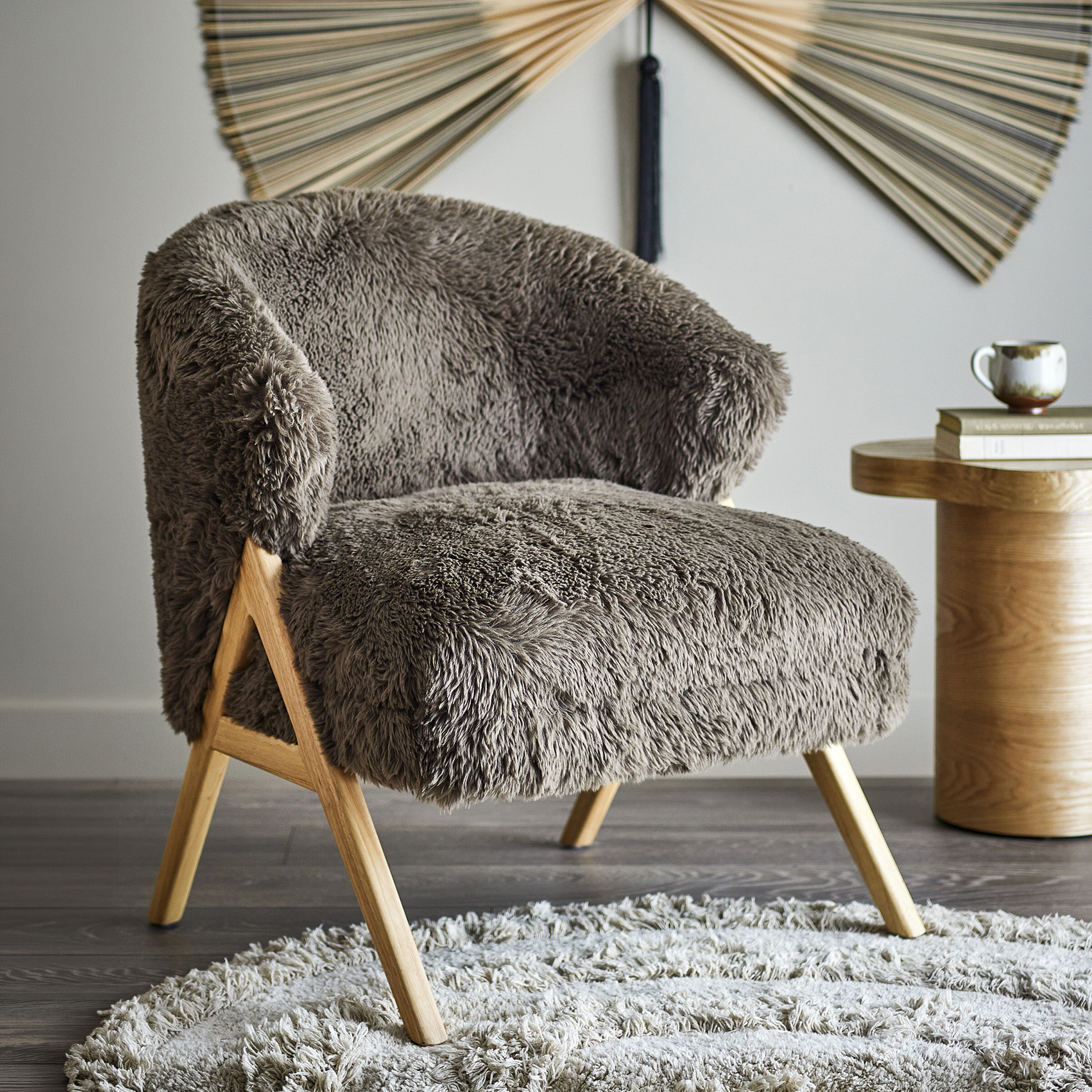 Bloomingville Fauteuil Camino Hoogpolig Fleece - Bruin