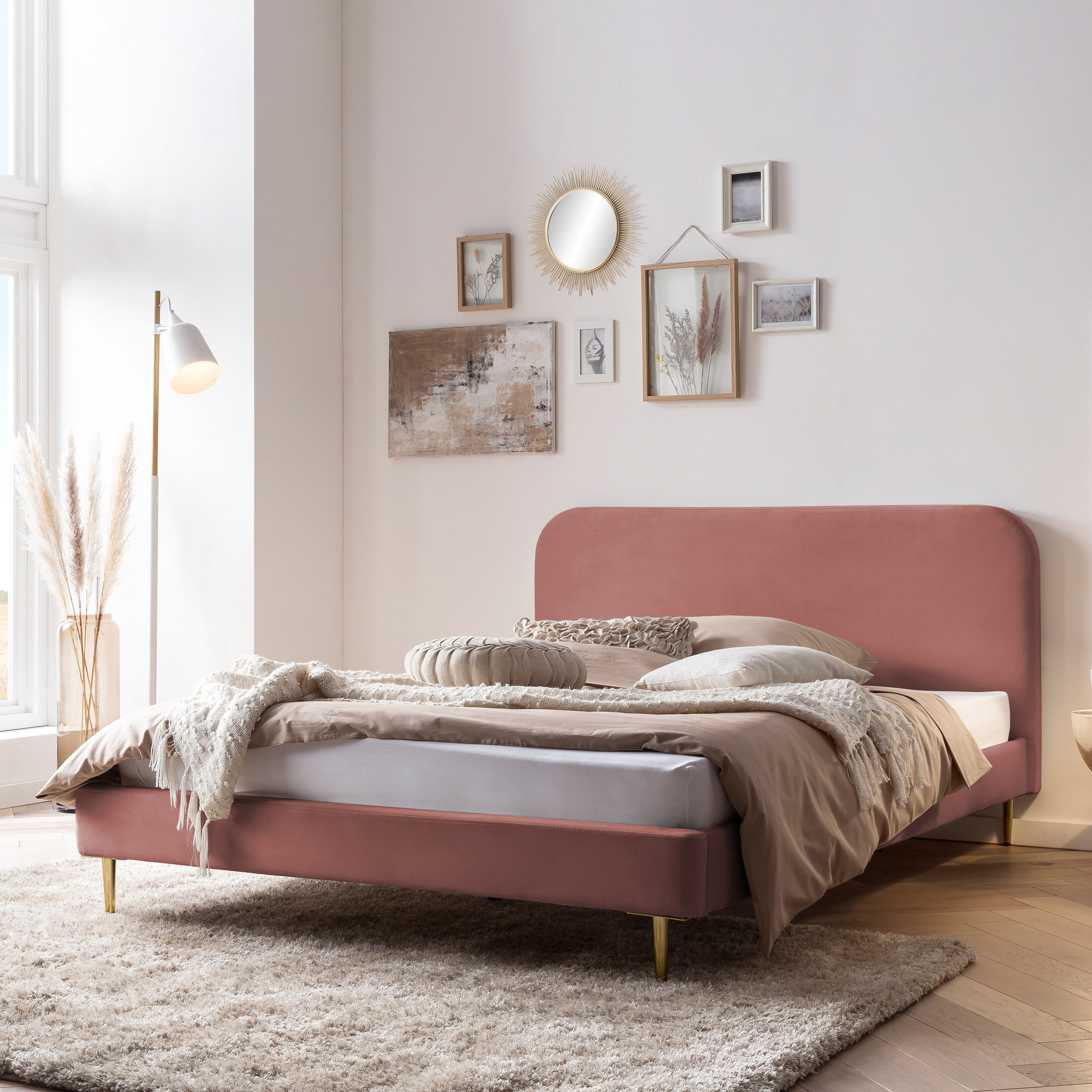Artistiq Bed Federico Velvet, 180 x 200cm, kleur roze