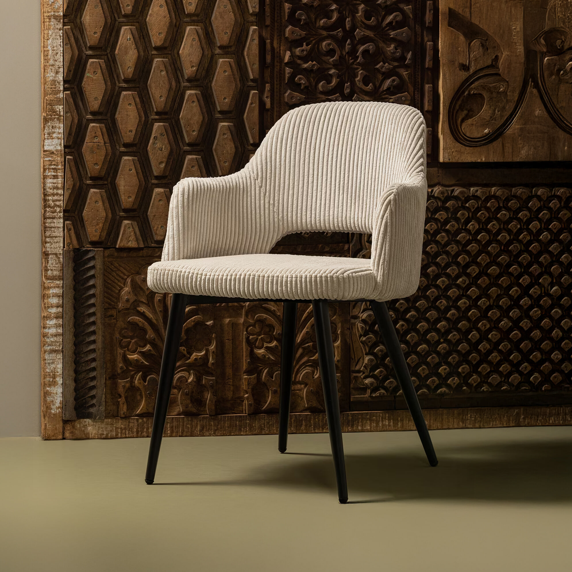 WOOOD Eetkamerstoel Ferdy Rib - Pearl