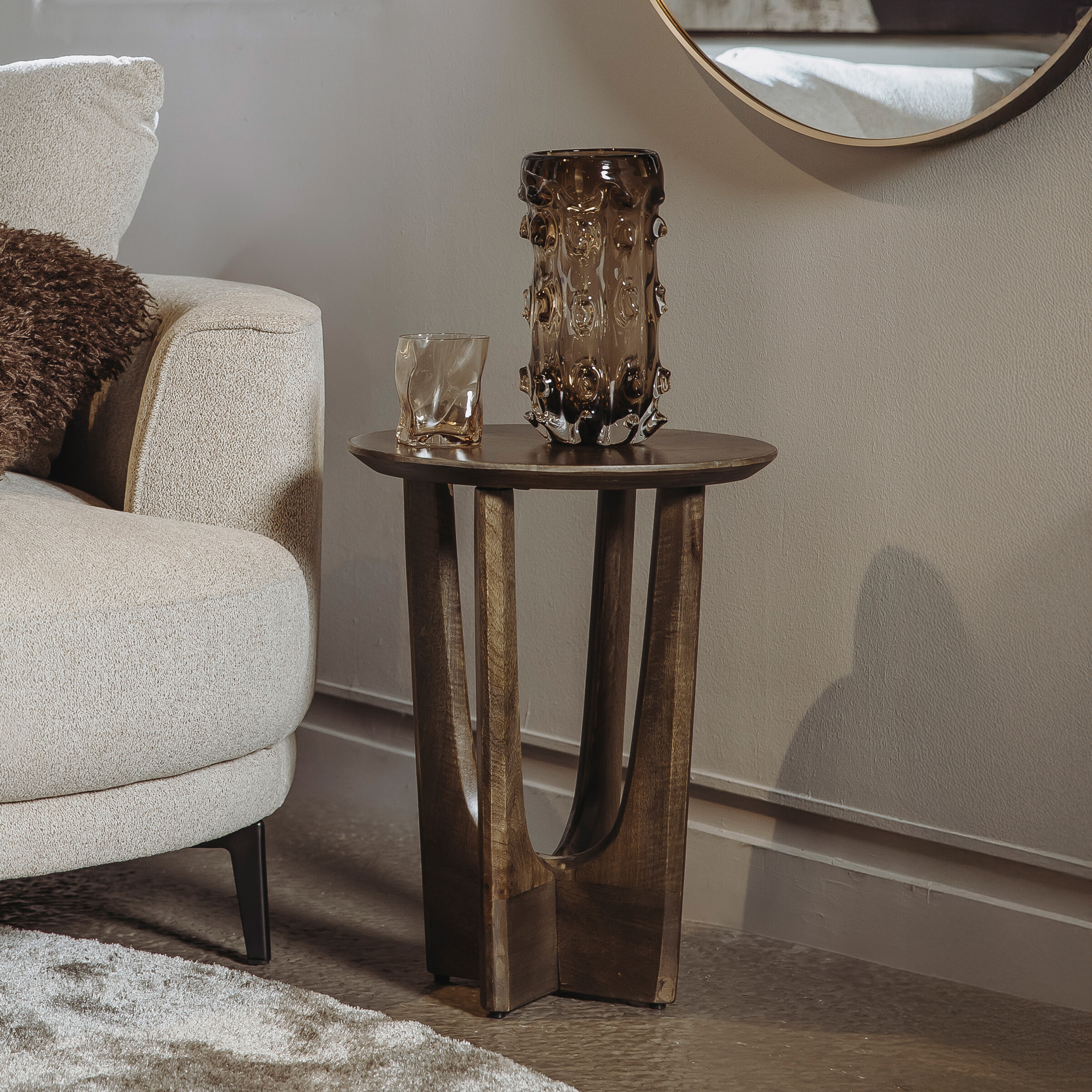 Tower Living Ronde Bijzettafel 'Fermo' Mangohout, 40cm