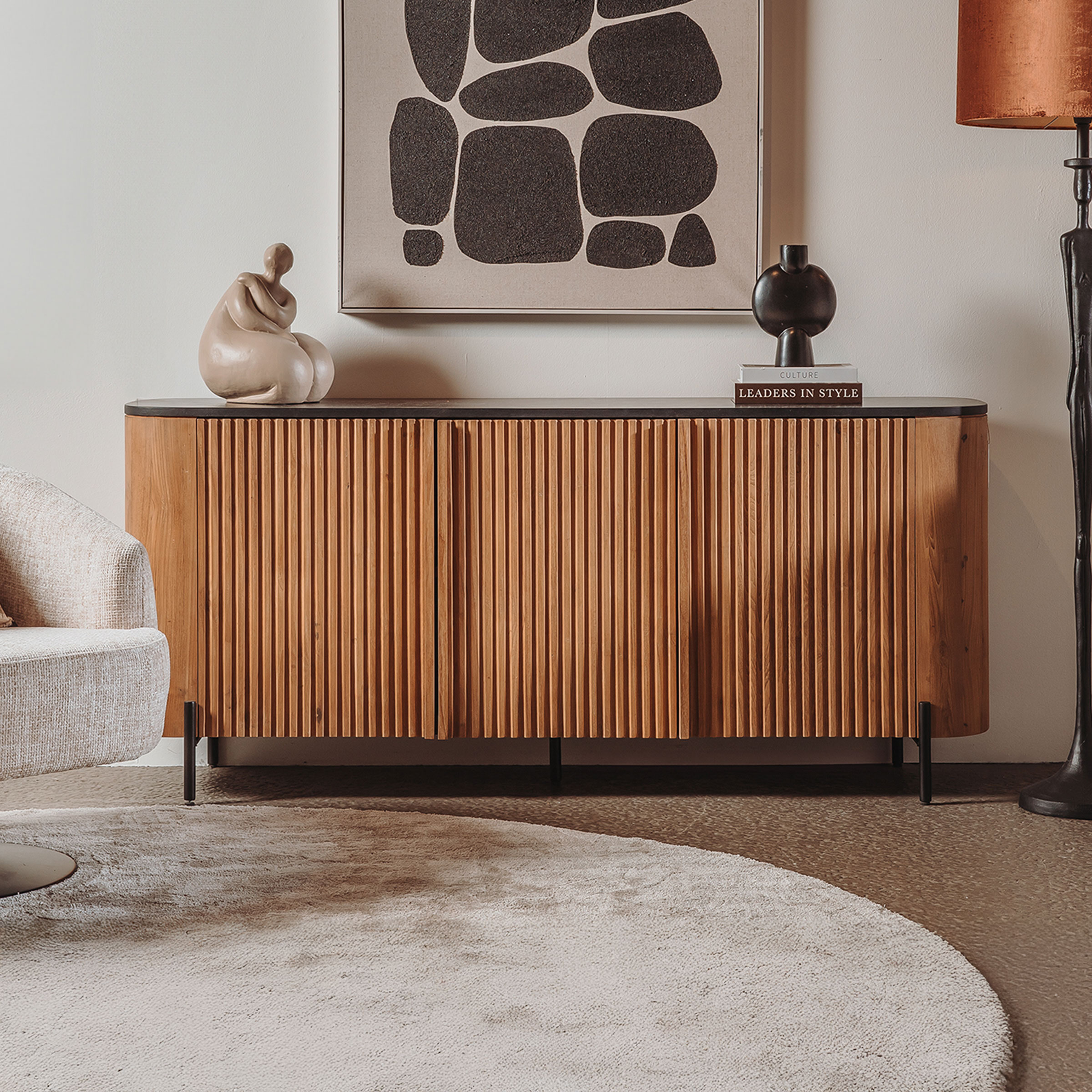 Tower Living Dressoir 'Palazzo' Teakhout en mineraal stucwerk