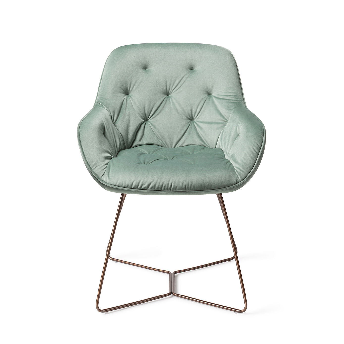 Jesper Home Eetkamerstoel 'Tara' Beehive Rose Gold, kleur Jade Jesper Home Eetkamerstoel 'Tara' Beehive Rose Gold, kleur Jade