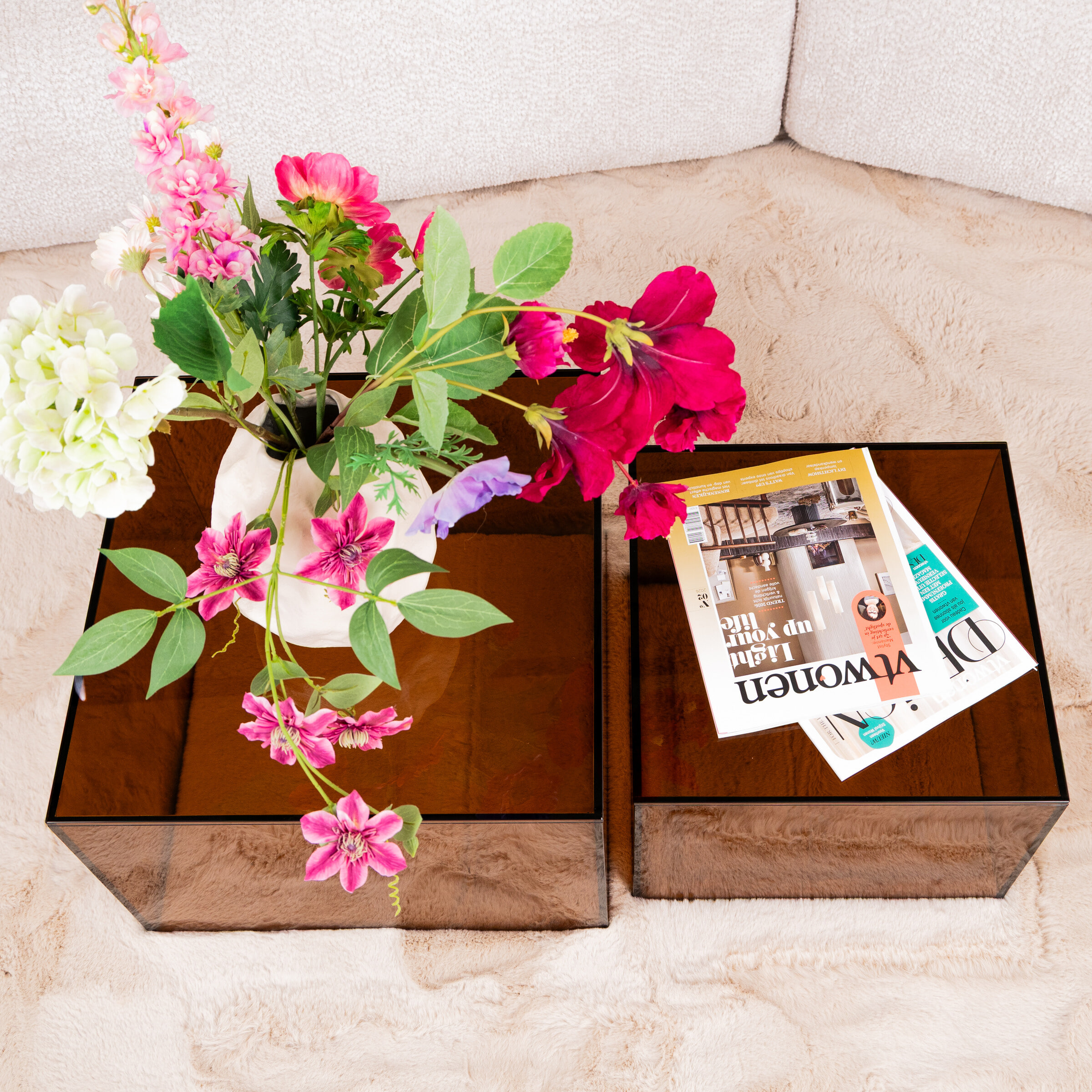 Bendt Salontafel 'Flavian' Glas, Set van 2 stuks, kleur Bruin