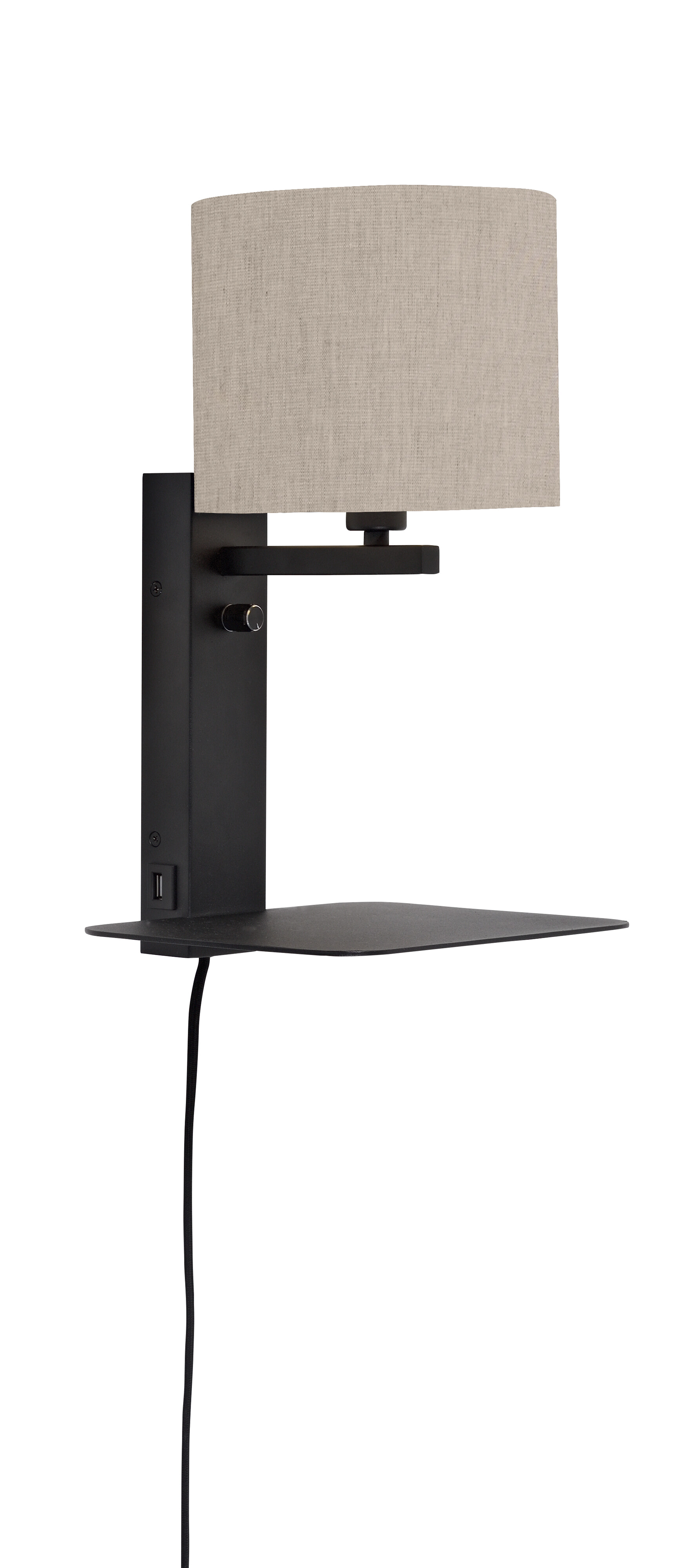 its about RoMi Wandlamp 'Florence' Met plank en USB, kleur Beige