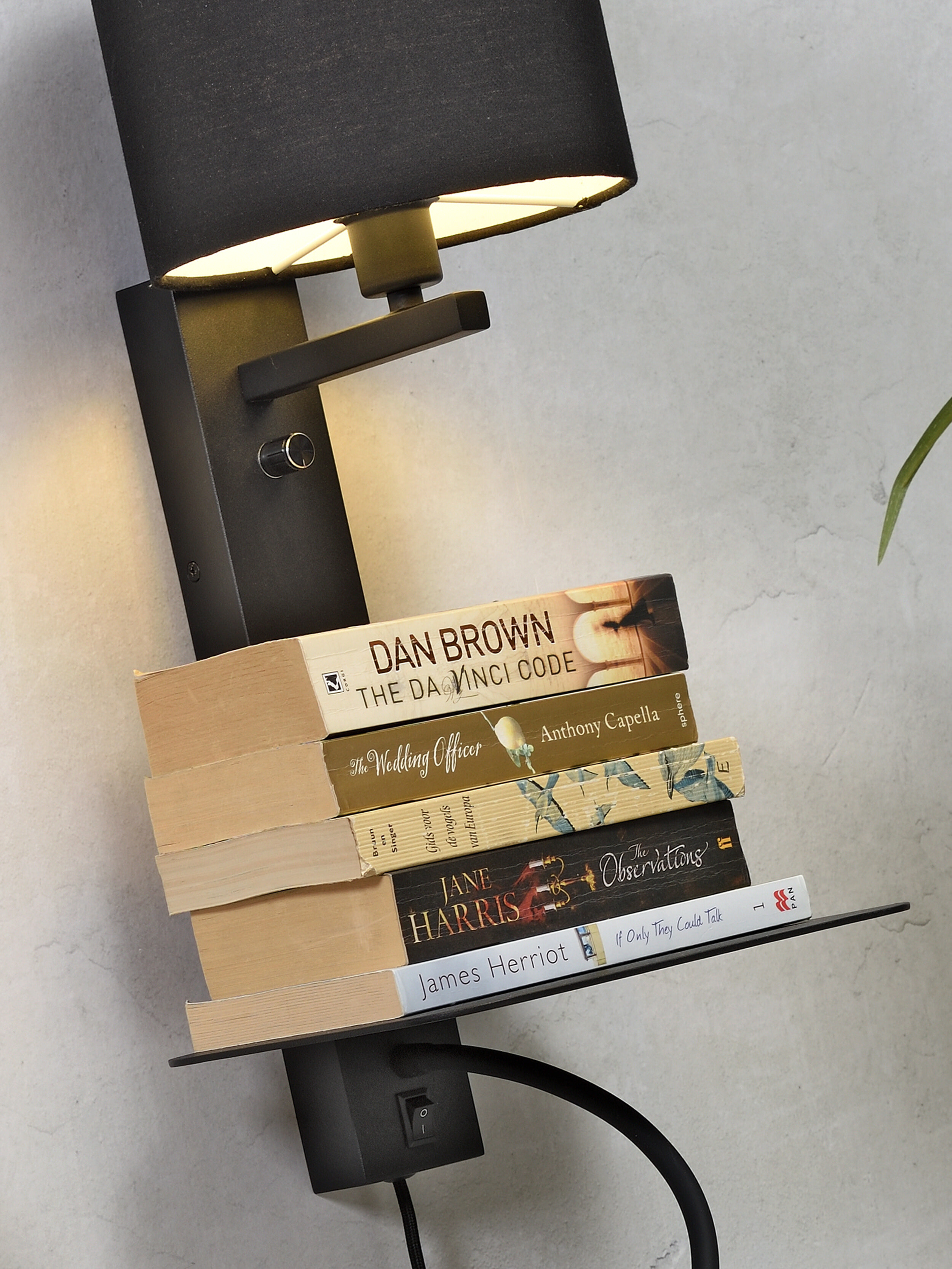 its about RoMi Wandlamp 'Florence' Met stoffen kap en leeslamp, kleur Zwart