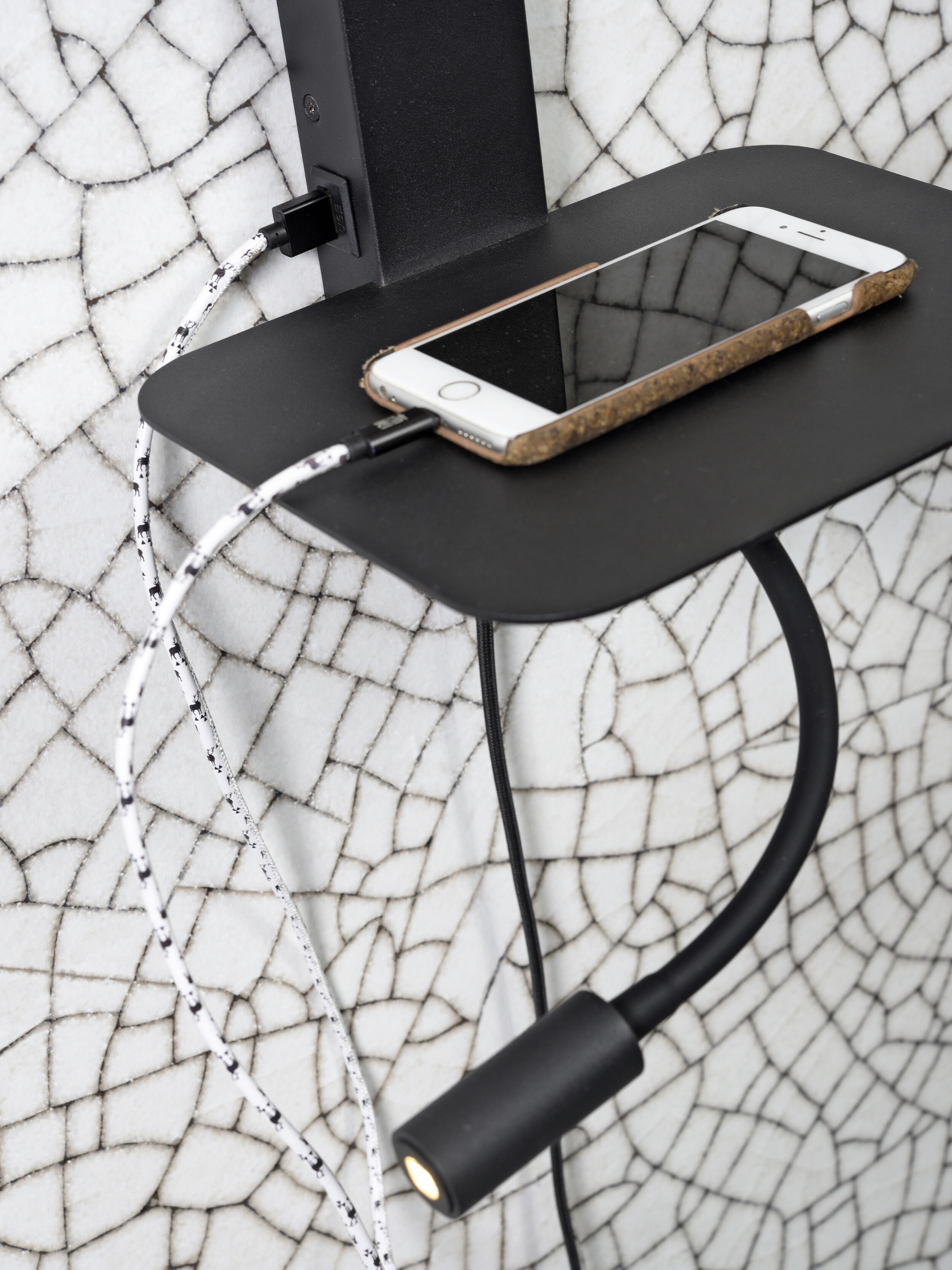 its about RoMi Wandlamp 'Florence' Met stoffen kap en leeslamp, kleur Zwart