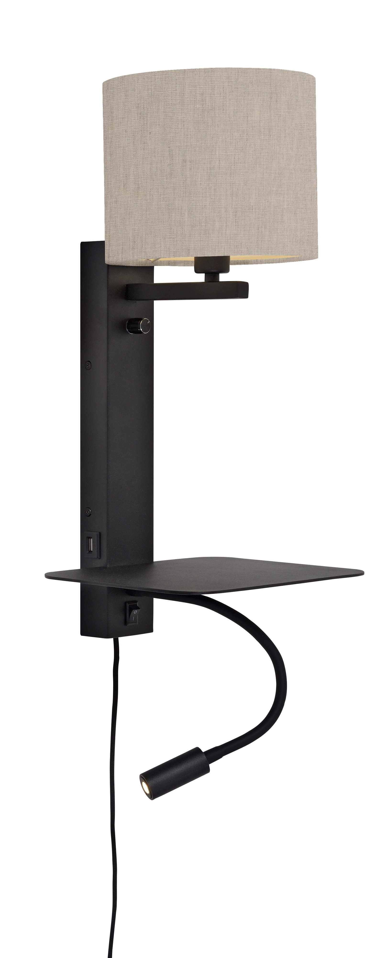 its about RoMi Wandlamp 'Florence' Met stoffen kap en leeslamp, kleur Beige