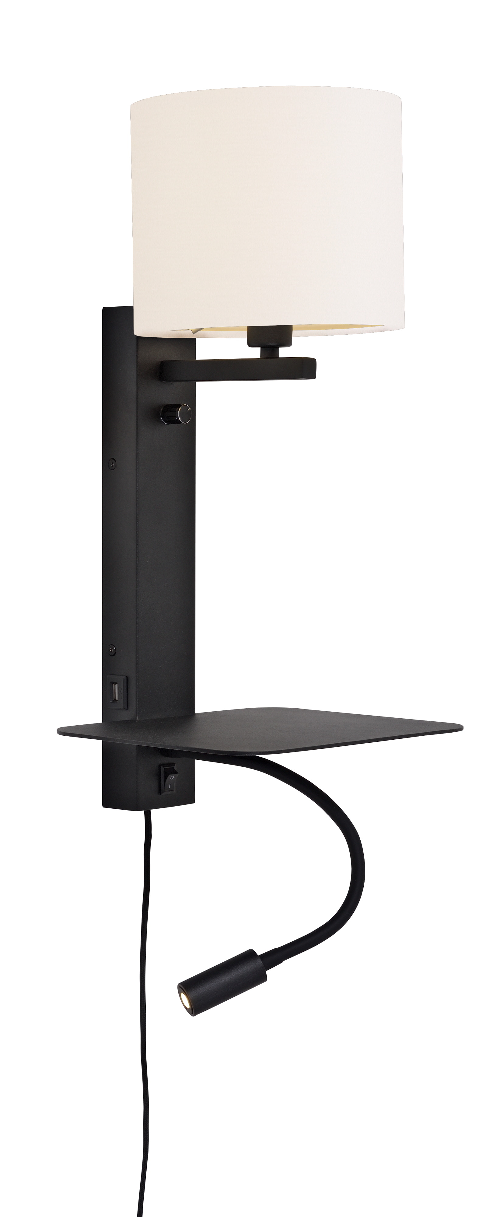 its about RoMi Wandlamp 'Florence' Met stoffen kap en leeslamp, kleur Wit