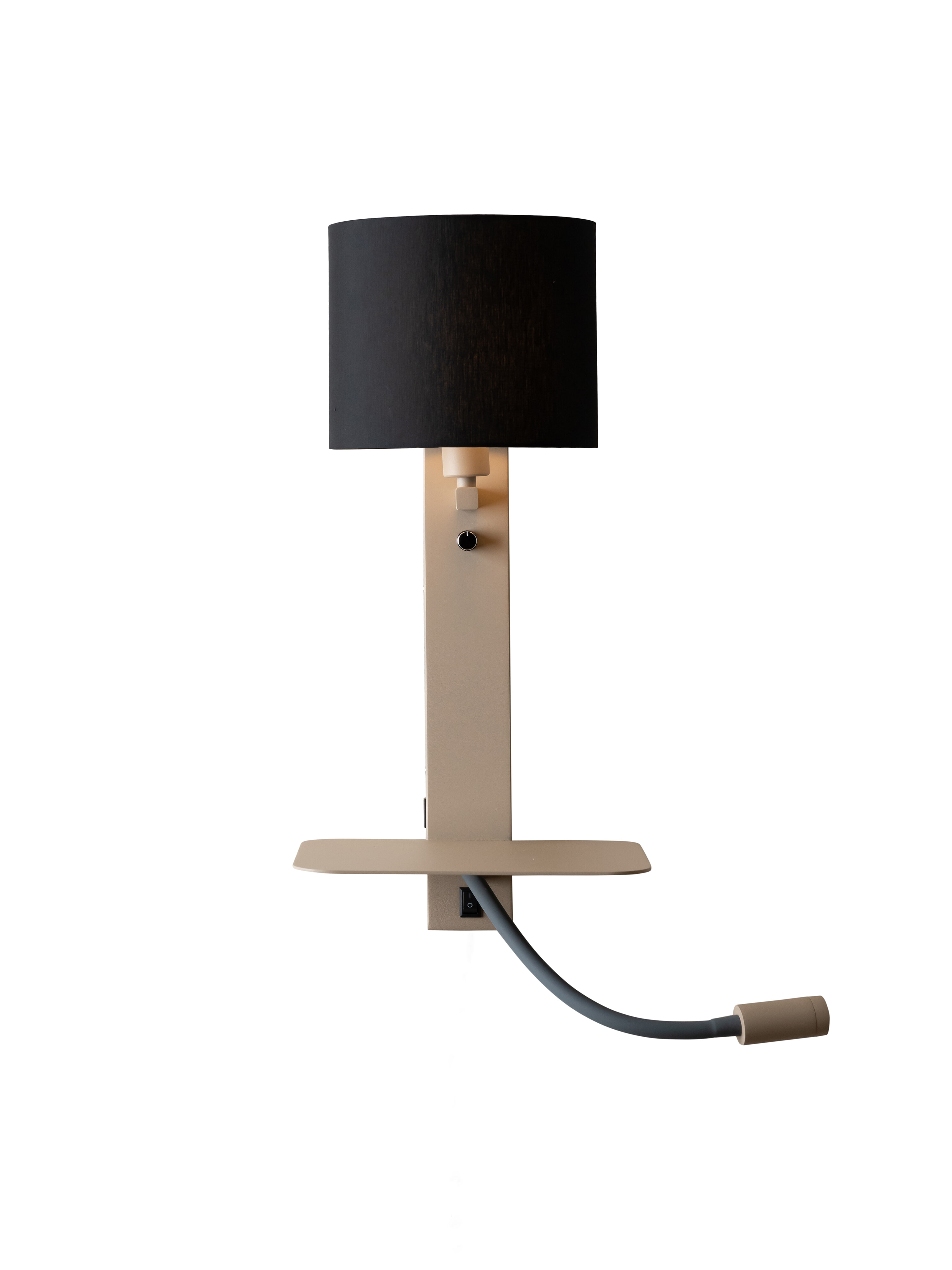It's about RoMi its about RoMi Wandlamp Florence Met plankje en leeslamp - Zand/Zwart