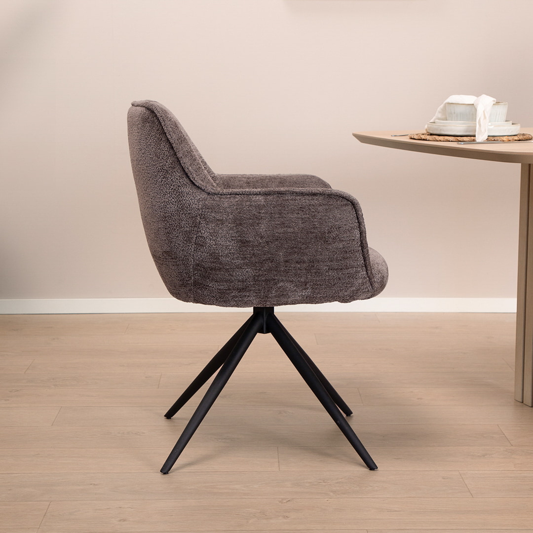 Tower Living Draaibare Eetkamerstoel 'Fondo' Chenille, kleur Antraciet