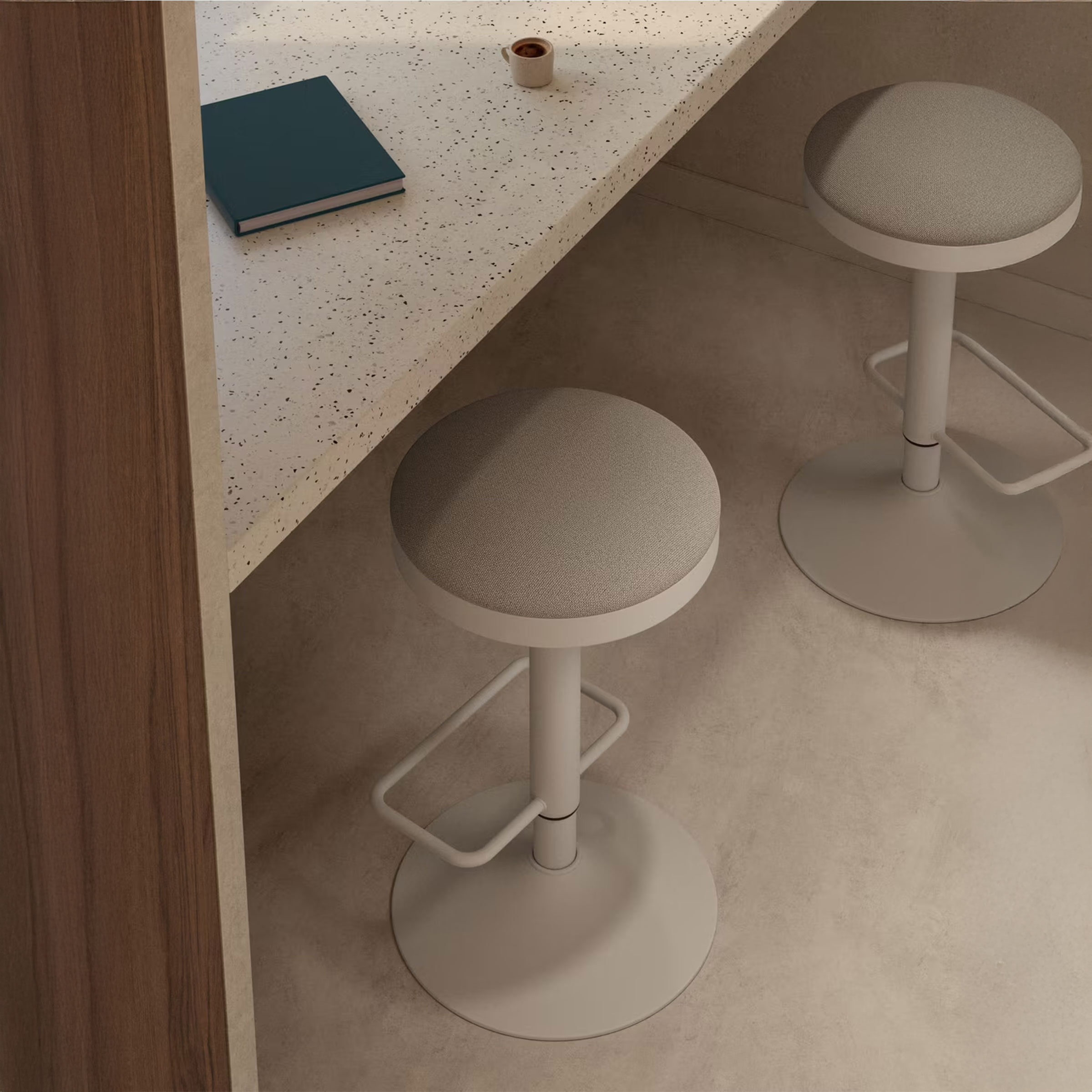 Kave Home Barkruk Zaib Chenille - wit