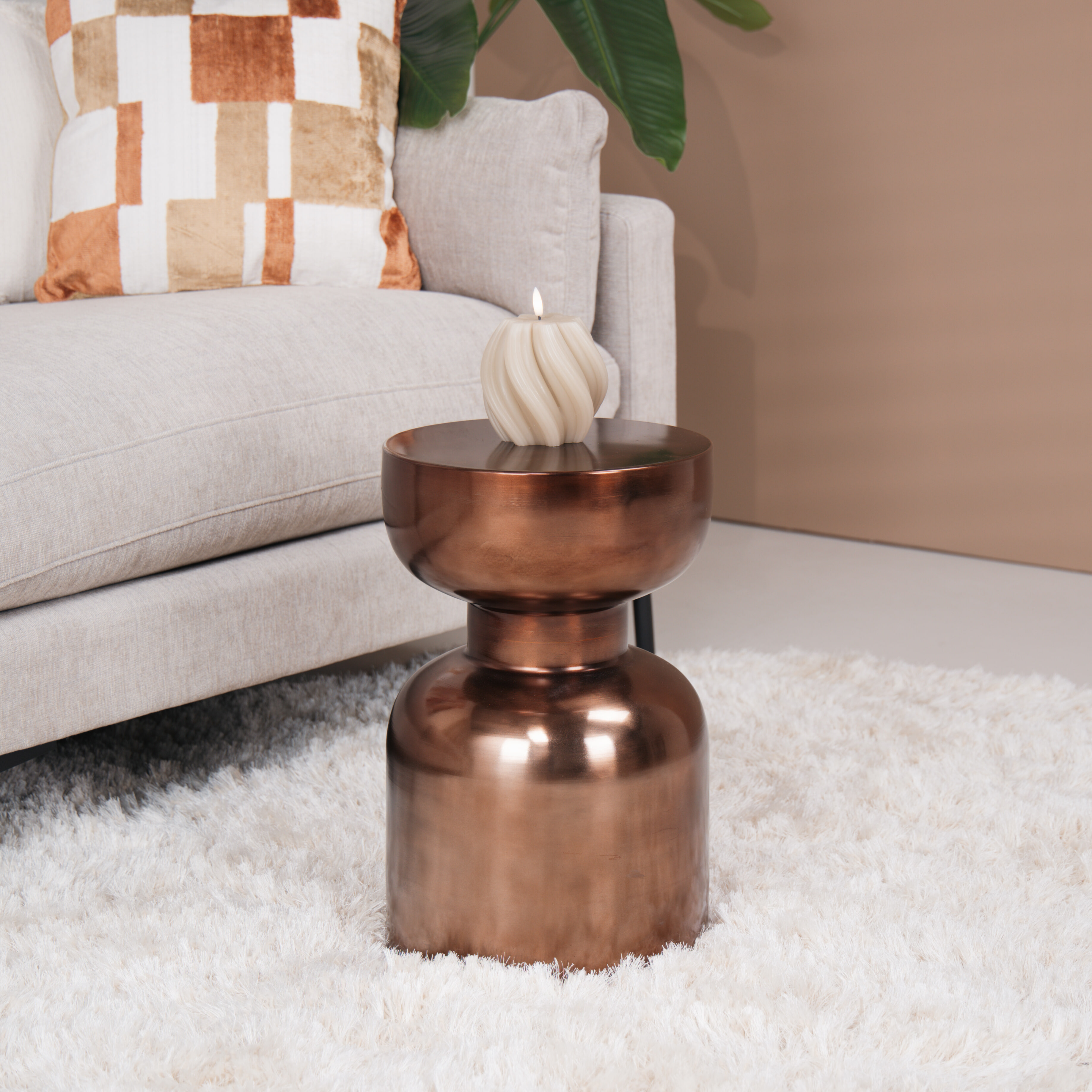 WOOOD Ronde Bijzettafel 'Frits' 30cm, kleur Brons